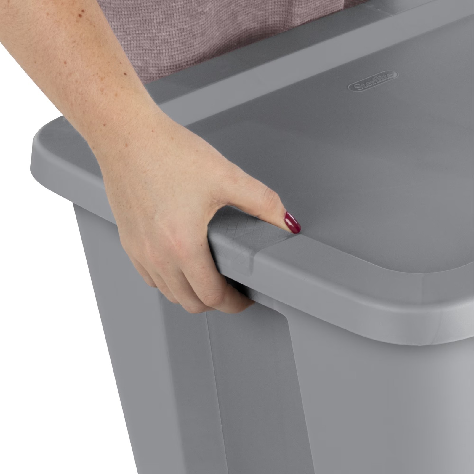 Sterilite Large Storage Bin, 18 Gallon Durable Plastic Storage Tote, Gray 8 pack