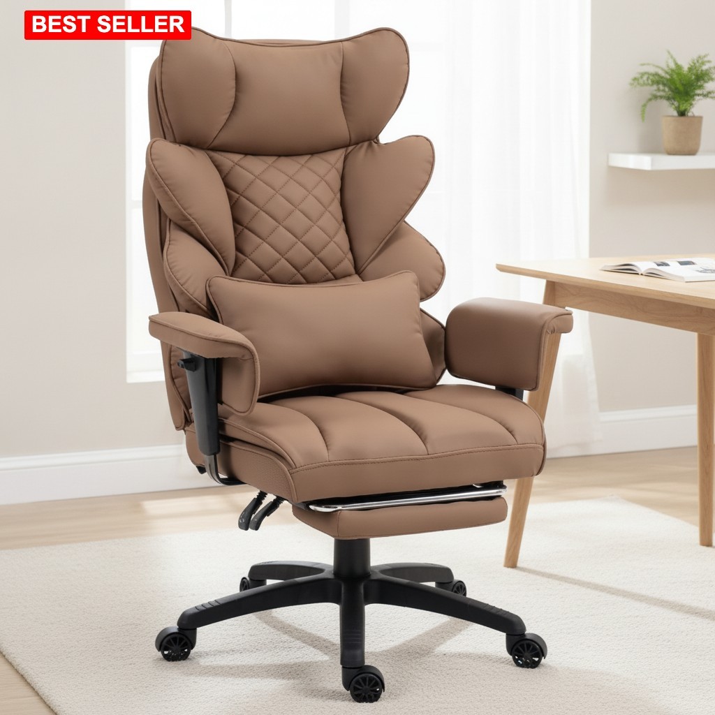 Office Chair Big Tall Reclining 300Lb Support PU Leather Adjustable Armrest