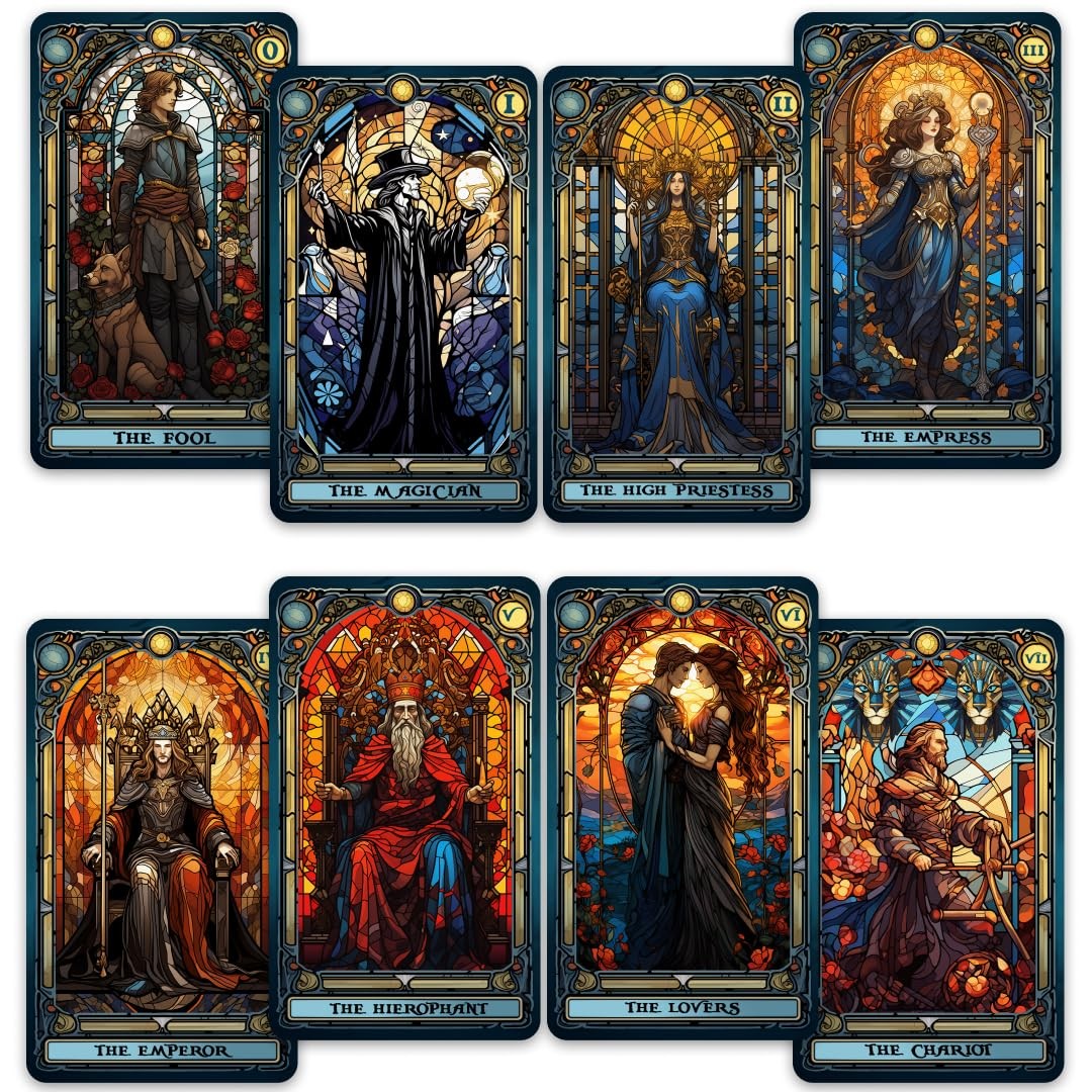 CRAFTERIAN Stained Glass Tarot Cards, 78 2.75 x 4.75 inches, Multicolor