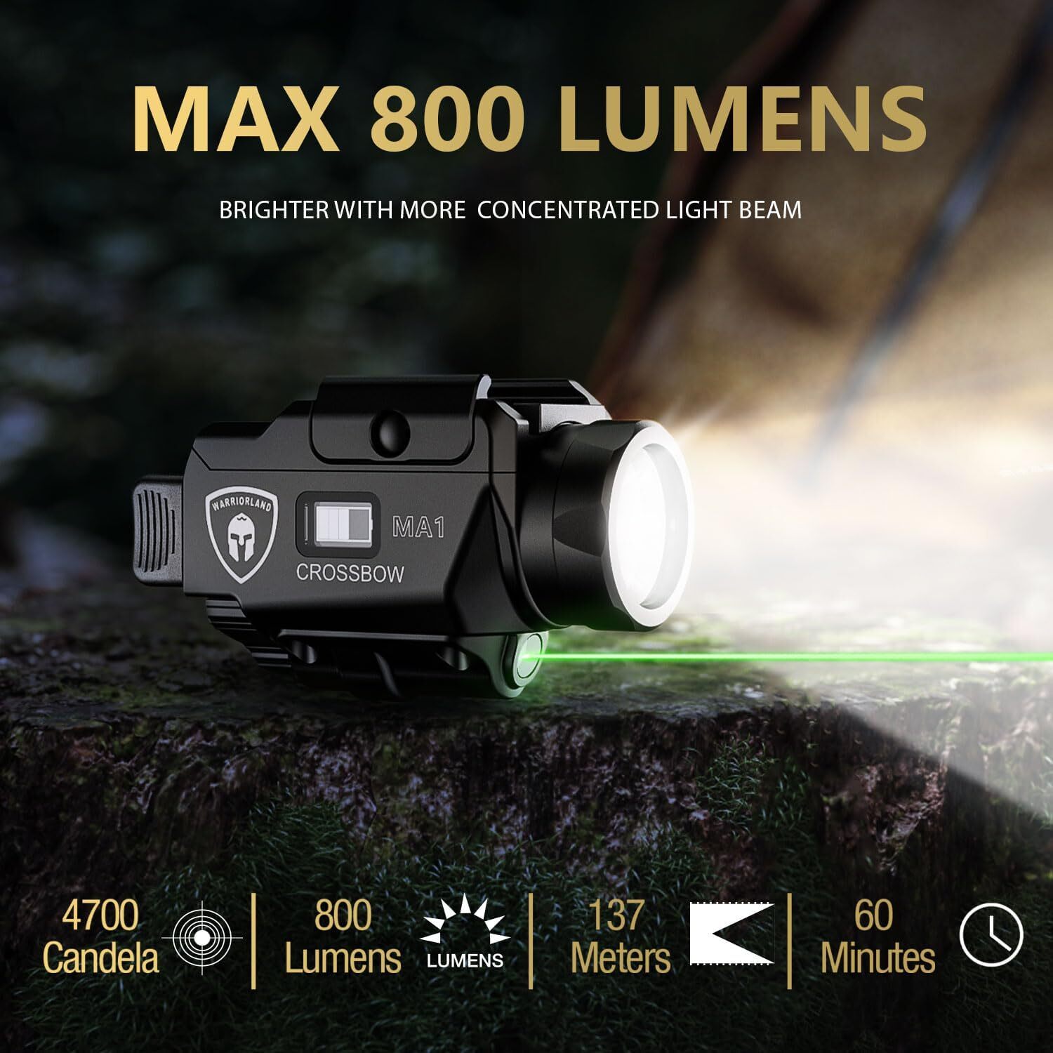 Universal Weaponlight,Green Laser&White LED Combo Tactical Light,For Glock 17/19