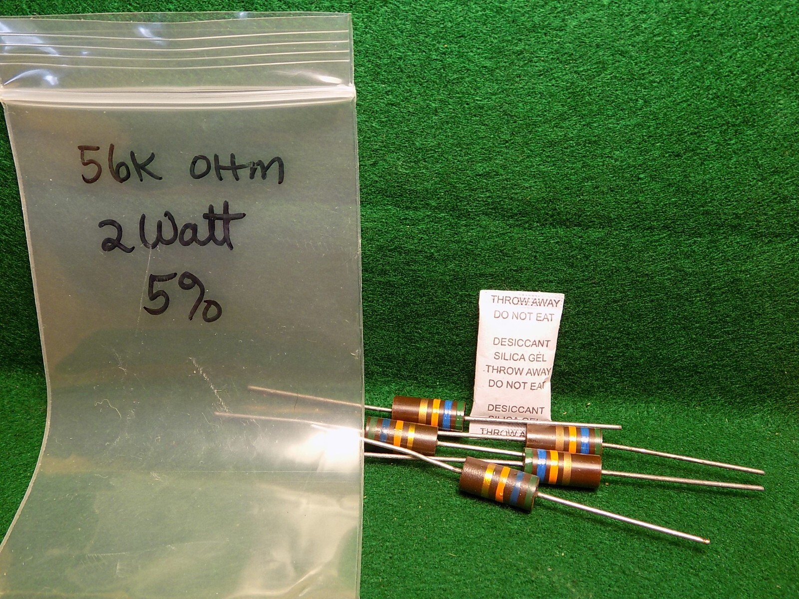 (1) 5 Pack Carbon Comp 56K OHM 2 Watt 5% Resistors NOS
