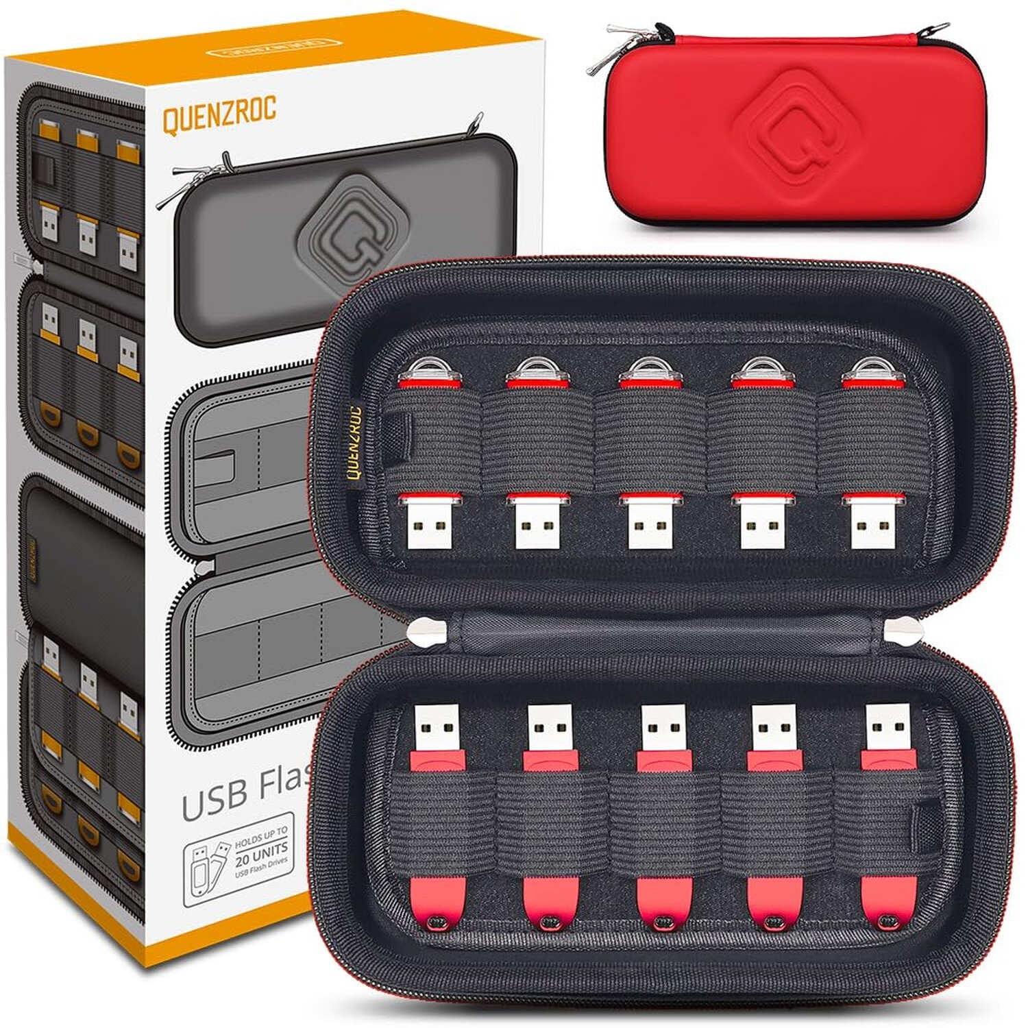USB Flash Drive Case Organizer Fits 20 Thumb Drives USB Sticks Holder Hard St...