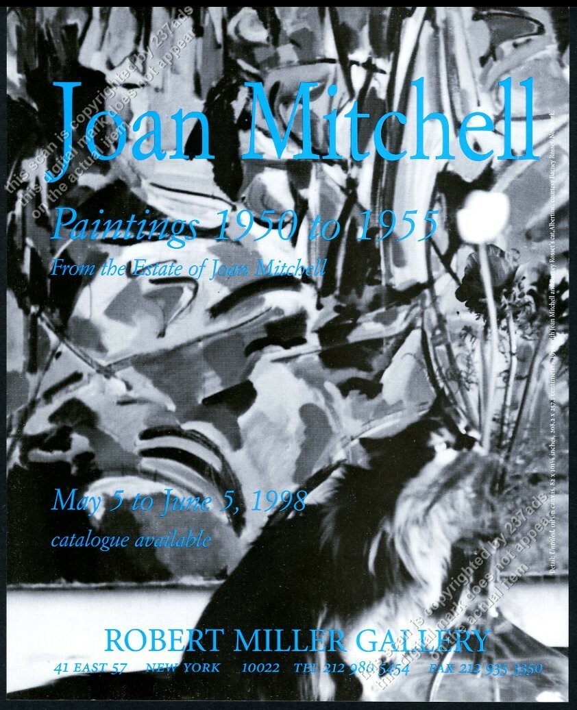1998 Joan Mitchell painting and cat photo NYC gallery vintage print ad