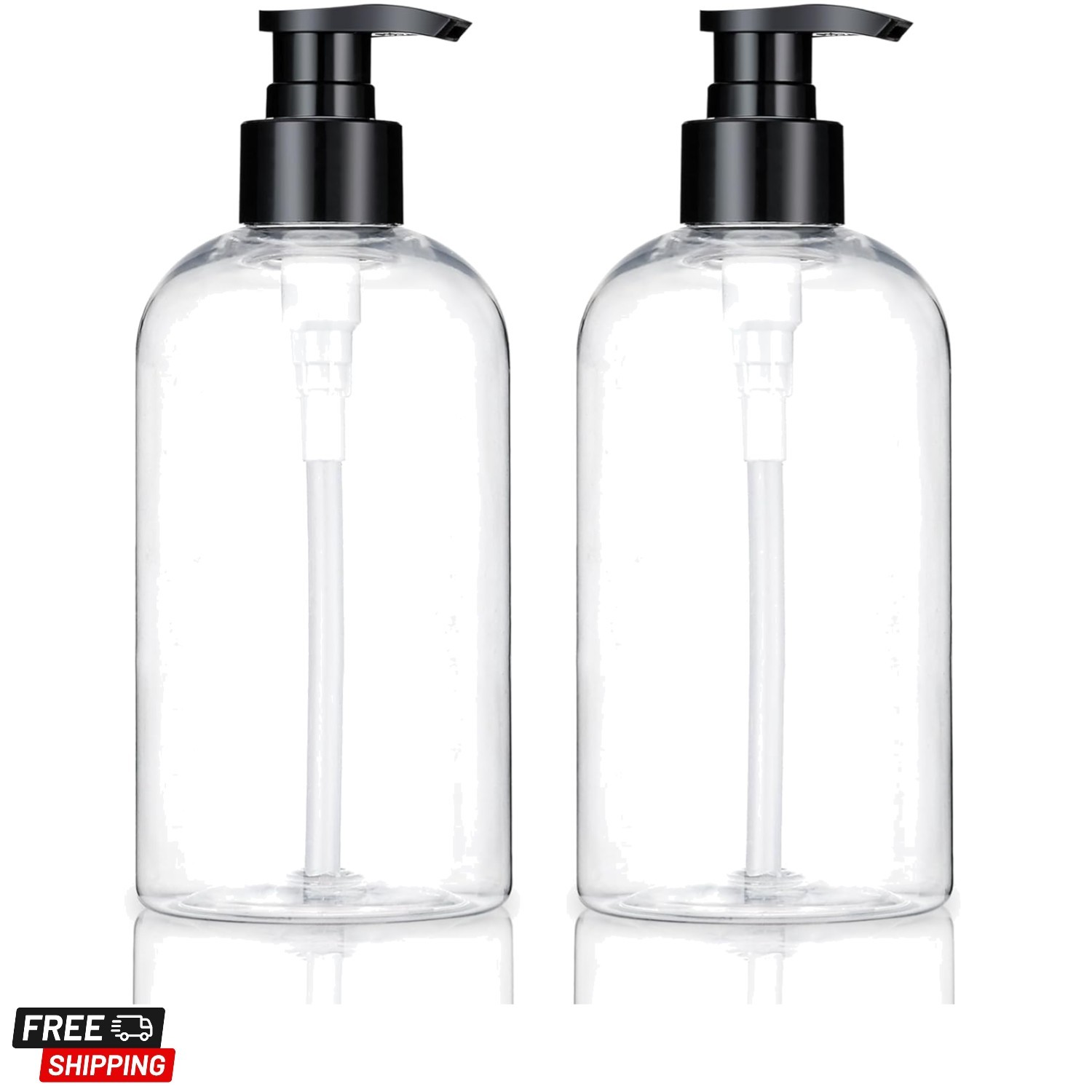 Plastic Pump Bottles Dispenser 2 Pack 10oz Clear Refillable Pump Bottle | Emp...
