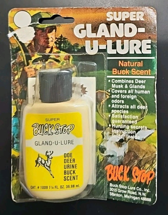 1990 NEW OLD STOCK NOS Buck Stop Gland-U-Lure Natural Doe Deer Urine No. 1009