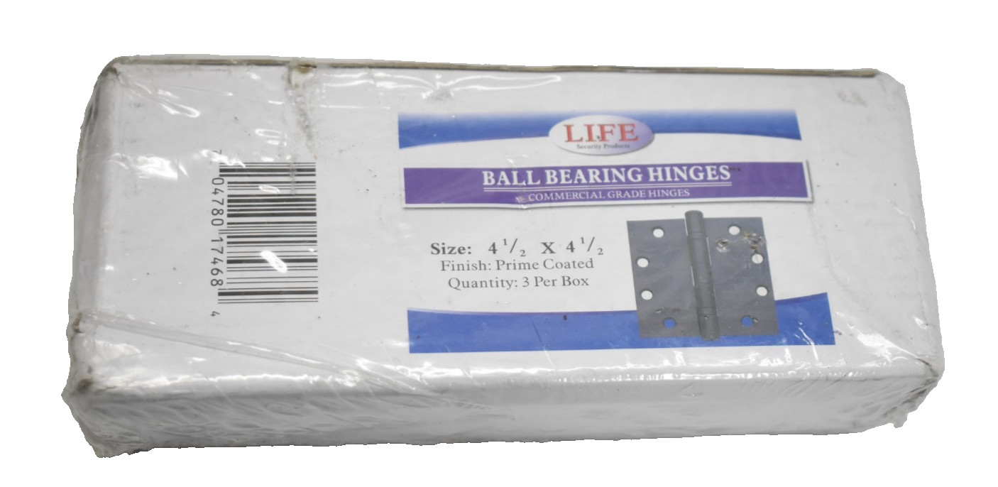 Life Ball Bearing Hinges 4-1/2" x 4-1/2" Finish Prime Coated Hinges 3 Pack