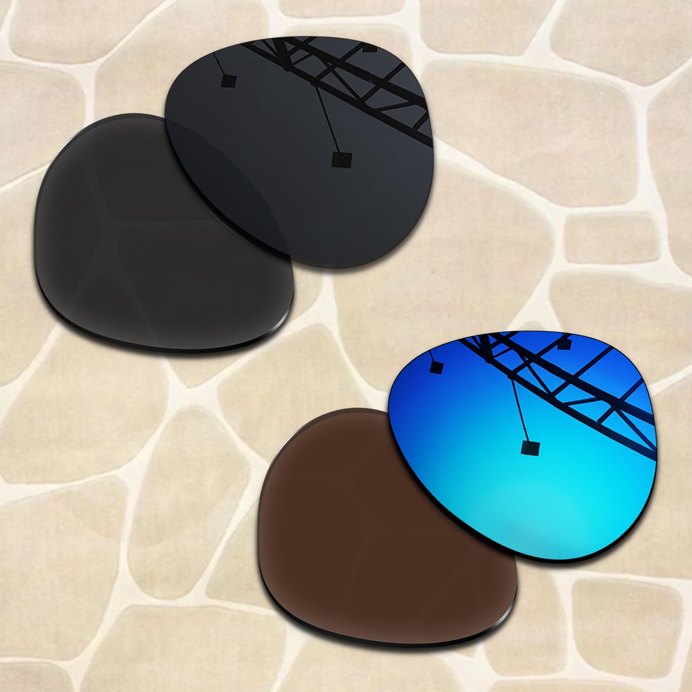 2 Pairs POLARIZED Replacement Lenses for Ray-Ban RB3025 58mm Sunglasses
