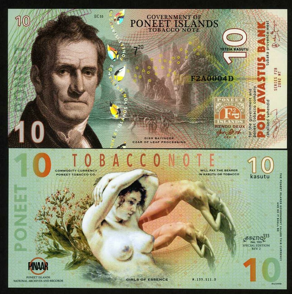Poneet Islands, 10 Kasutu, Tobacco Note, 2020 POLYMER Girls of Essence, Type 2 F