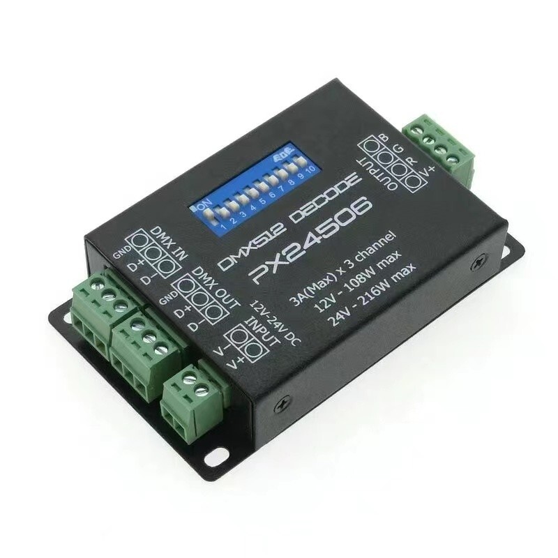 DMX 512 Decoder driver DMX512 PX24506 RGB LED controller for 12V/24V strip modul