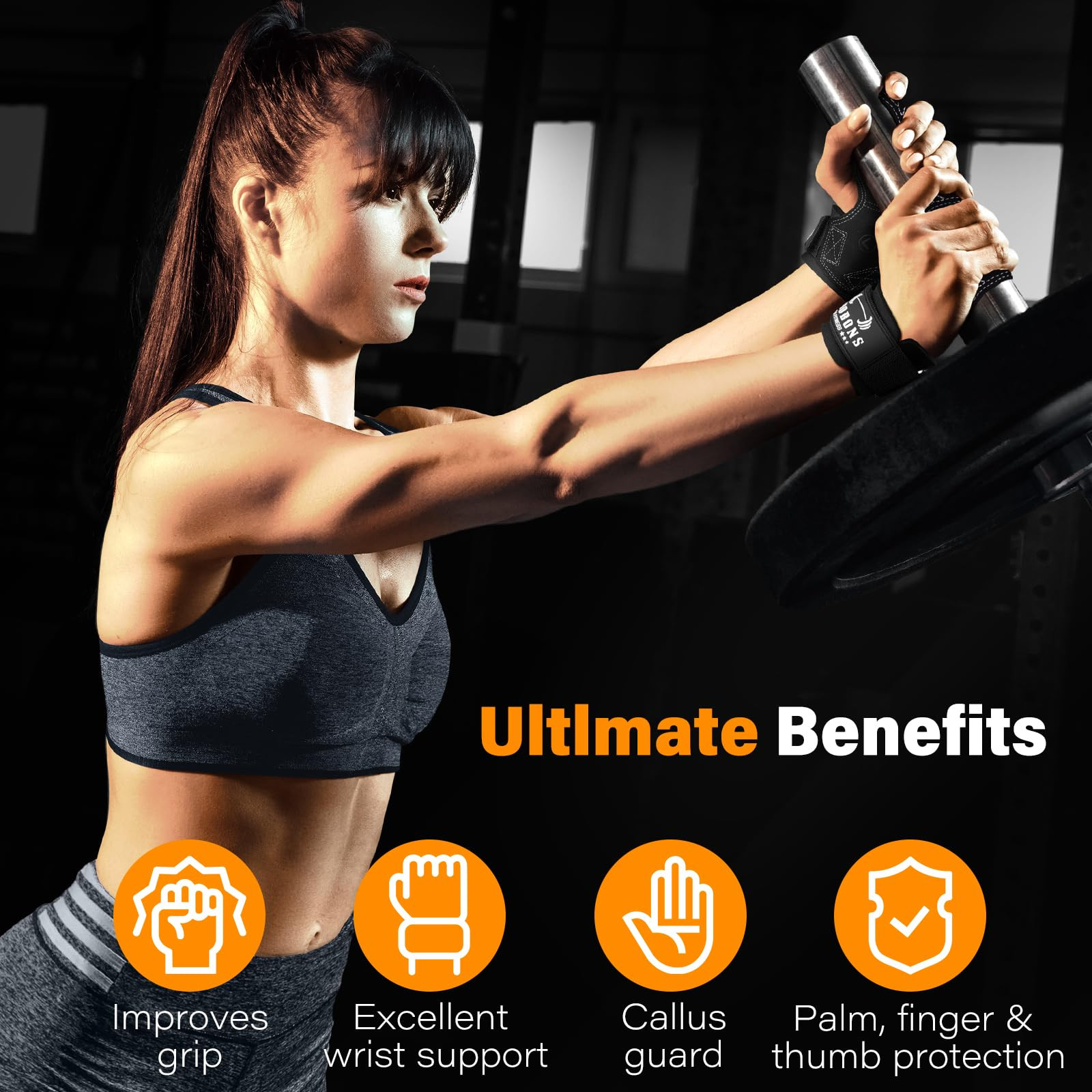 Lifting Wrist Straps for Weightlifting, Double Layer Leather for Weight Lifti...