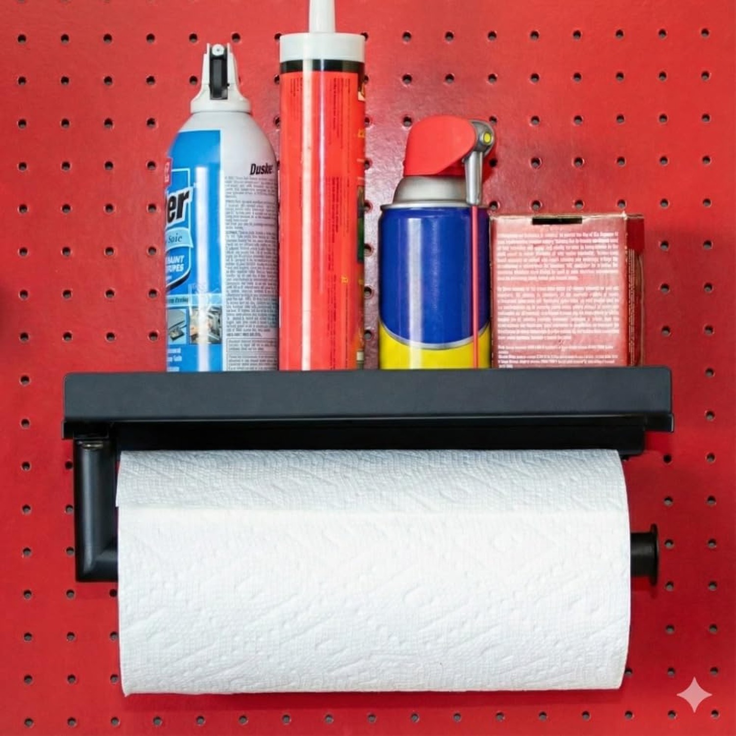 Pegboard Paper Towel Holder and Shelf, Peg Board Accessory Kit with Heavy Dut...