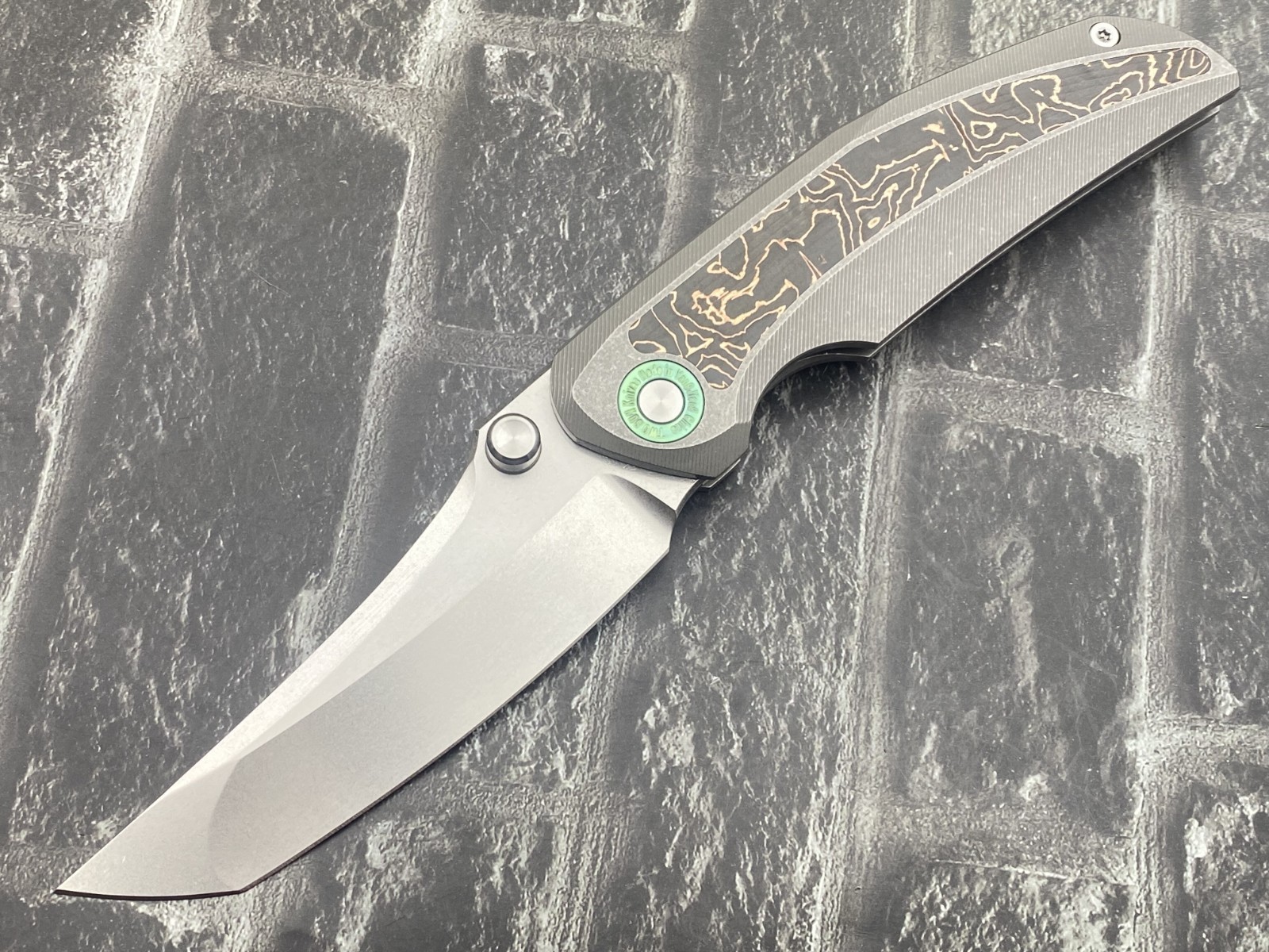 TwoSun TS499-YJ01-V01-Sand Folding Knife Titanium Handle Stonewash Pocket Knife