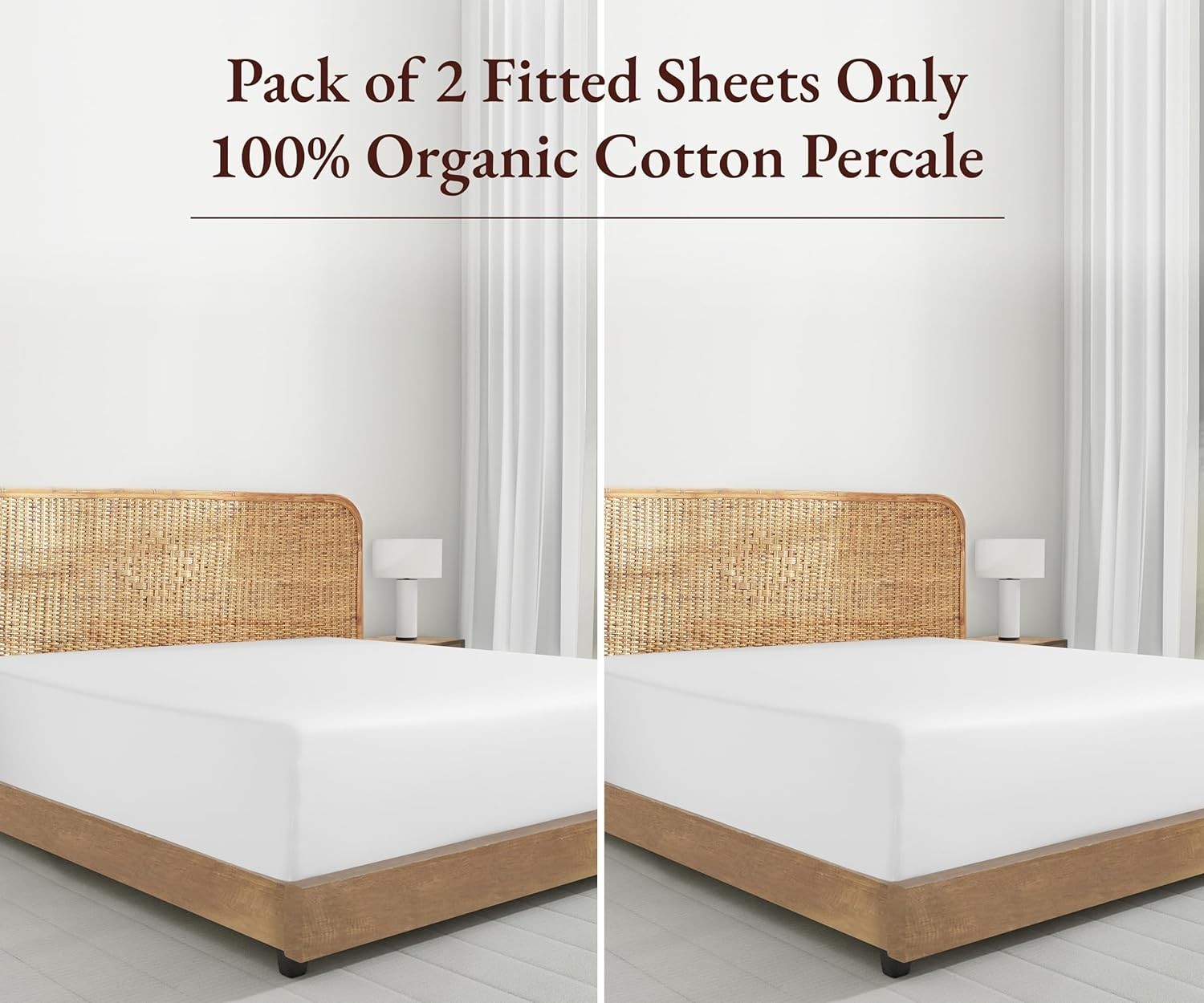2-Pack Organic Cotton Twin Fitted Sheets - White