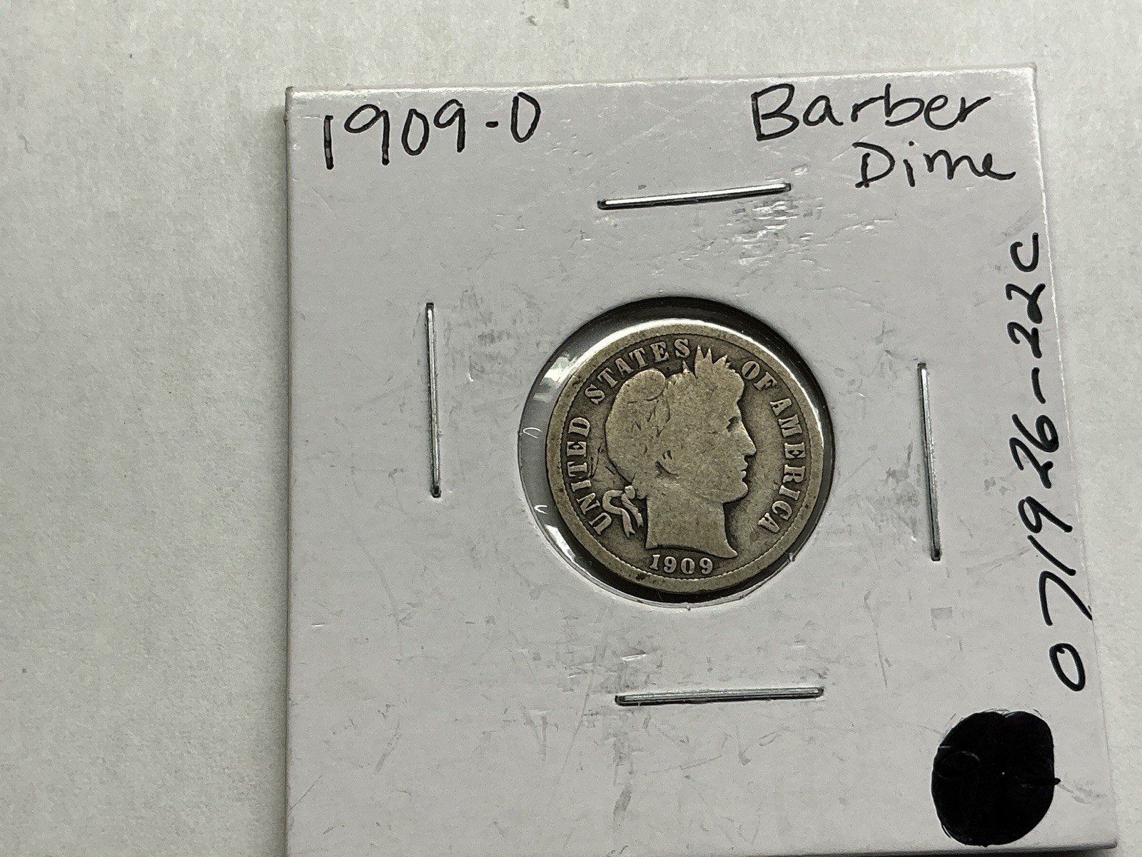 1909 O Barber 90% Silver Dime from New Orleans Mint 071926 22c