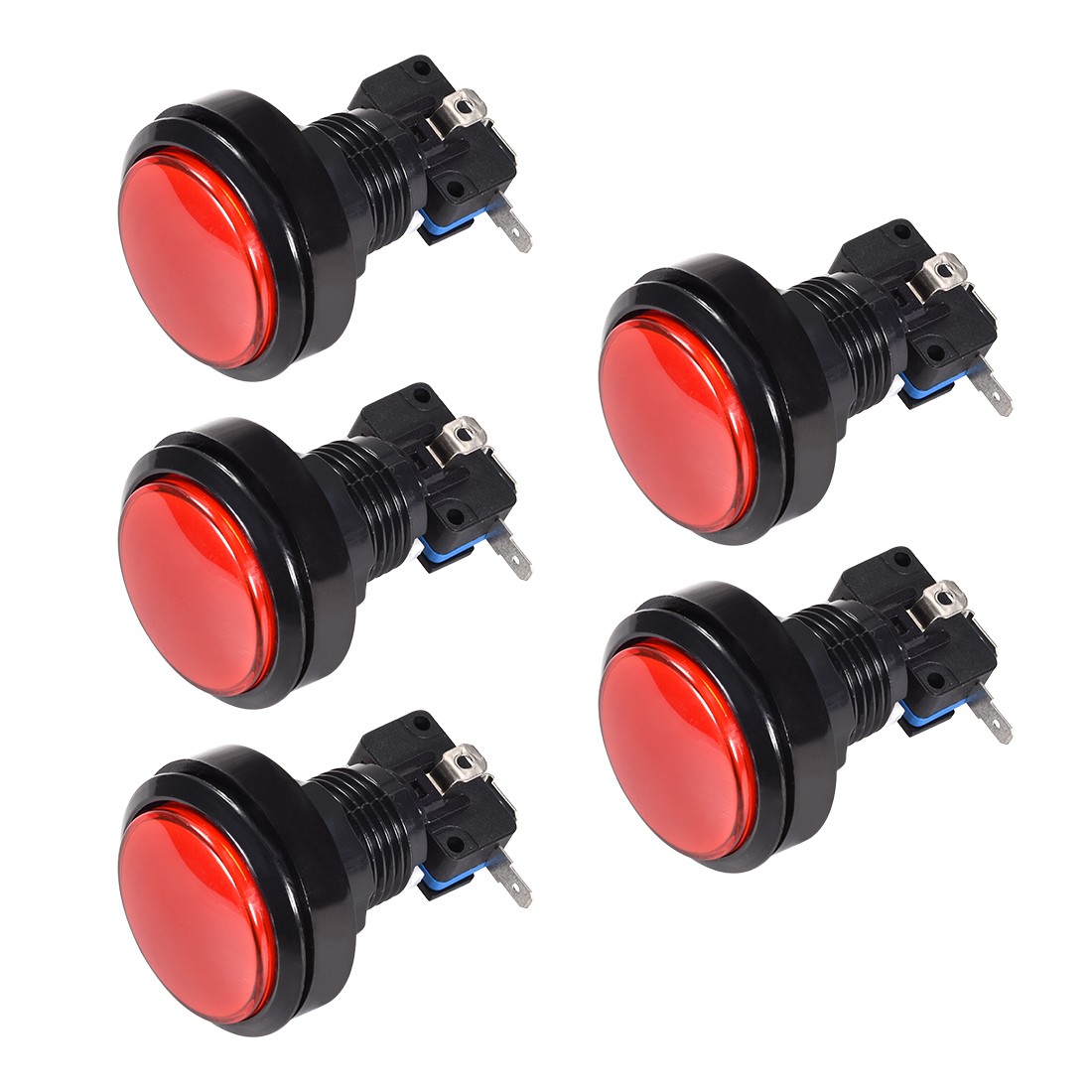 Game Push Button 46mm Round 12V LED Illuminated Push Button Switch Red 5pcs