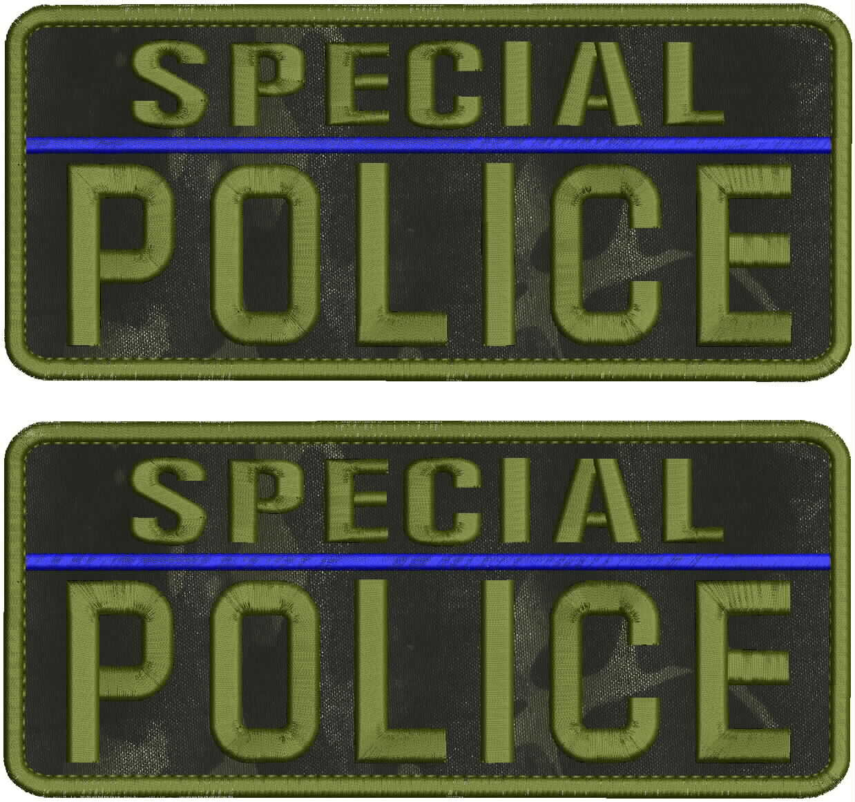 Special Police 2 Embroidery Patch 4x10'' Velcr@ On Back Od gree N Black Multicam