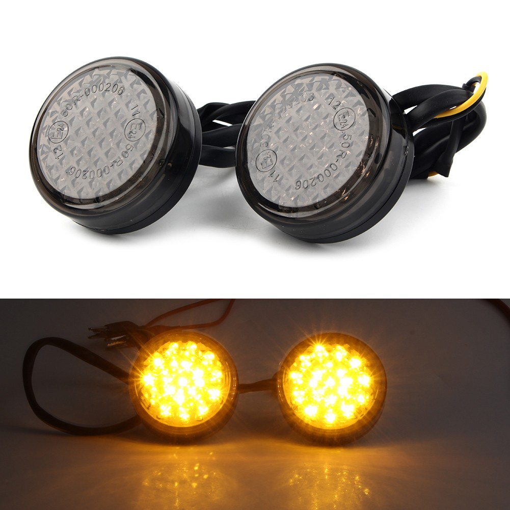 Clear LED Motor Round Smoke Turn Signal Indicator Blinker Light Lamp Amber 12V