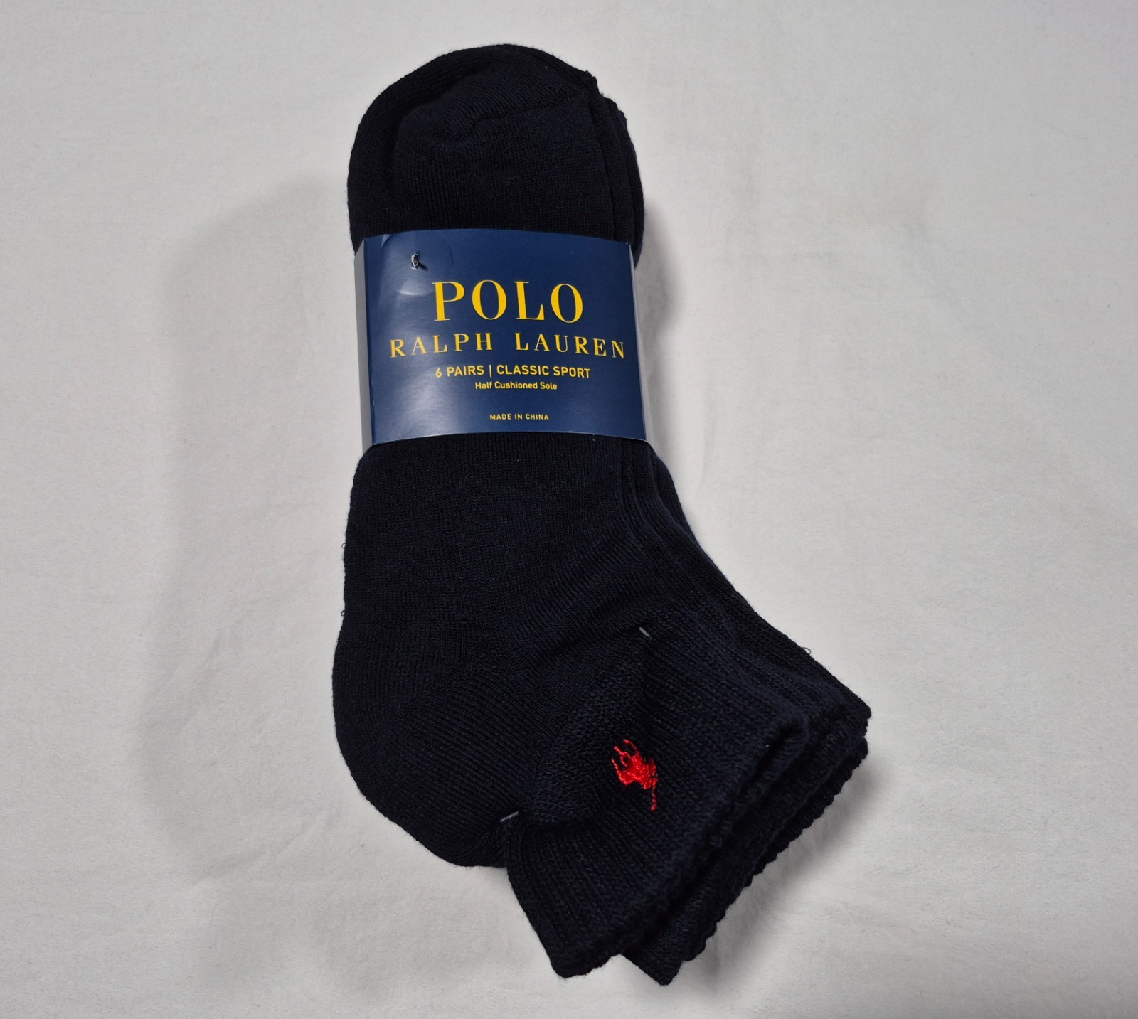 Polo Ralph Lauren Mens Quarter Sports Casual- Socks 6 pair  SZ 6-12 Dark Blue