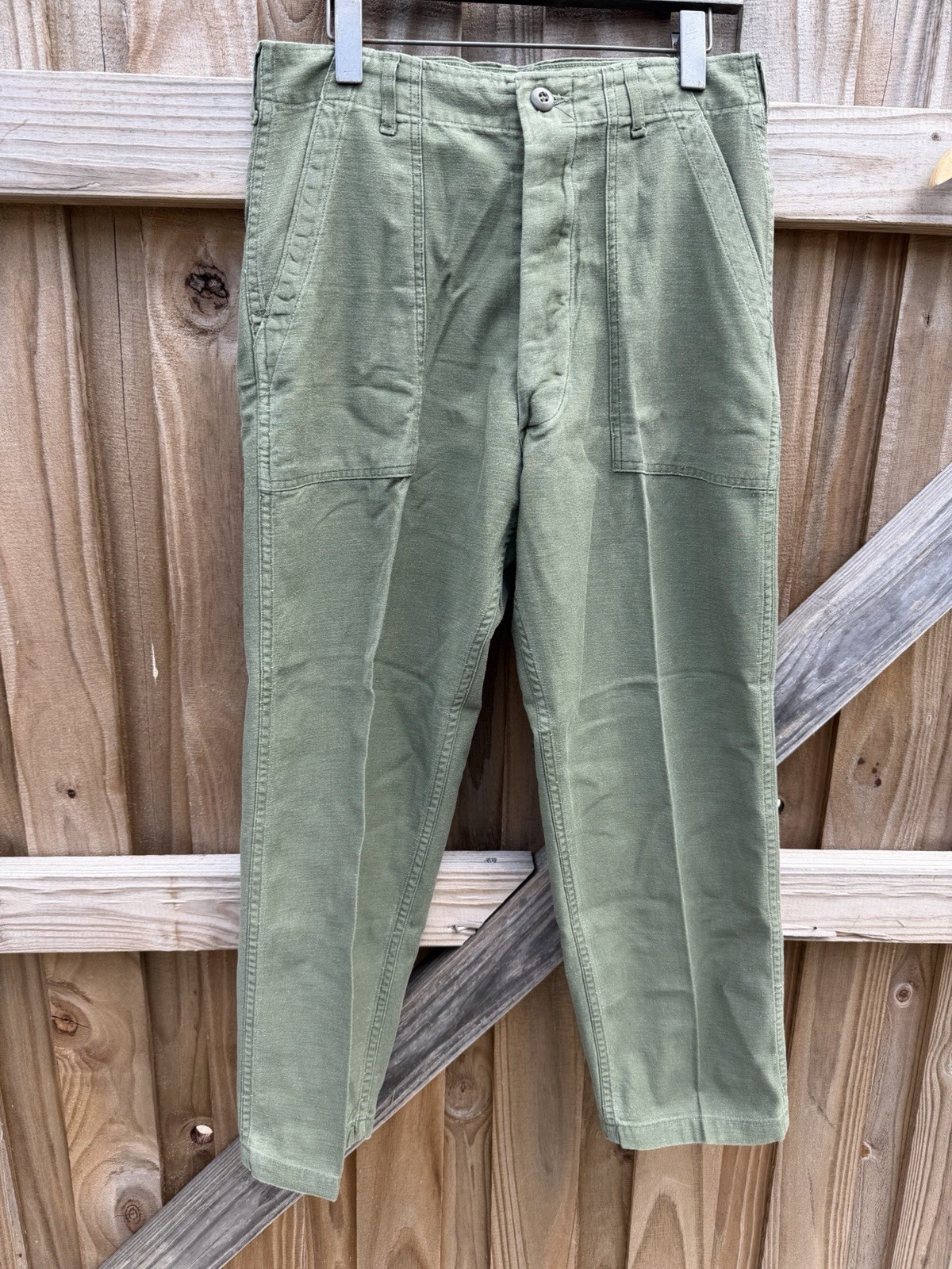 Vintage Military Pants Men 32x29 OG-107 Utility Trousers Sateen 70s 1972