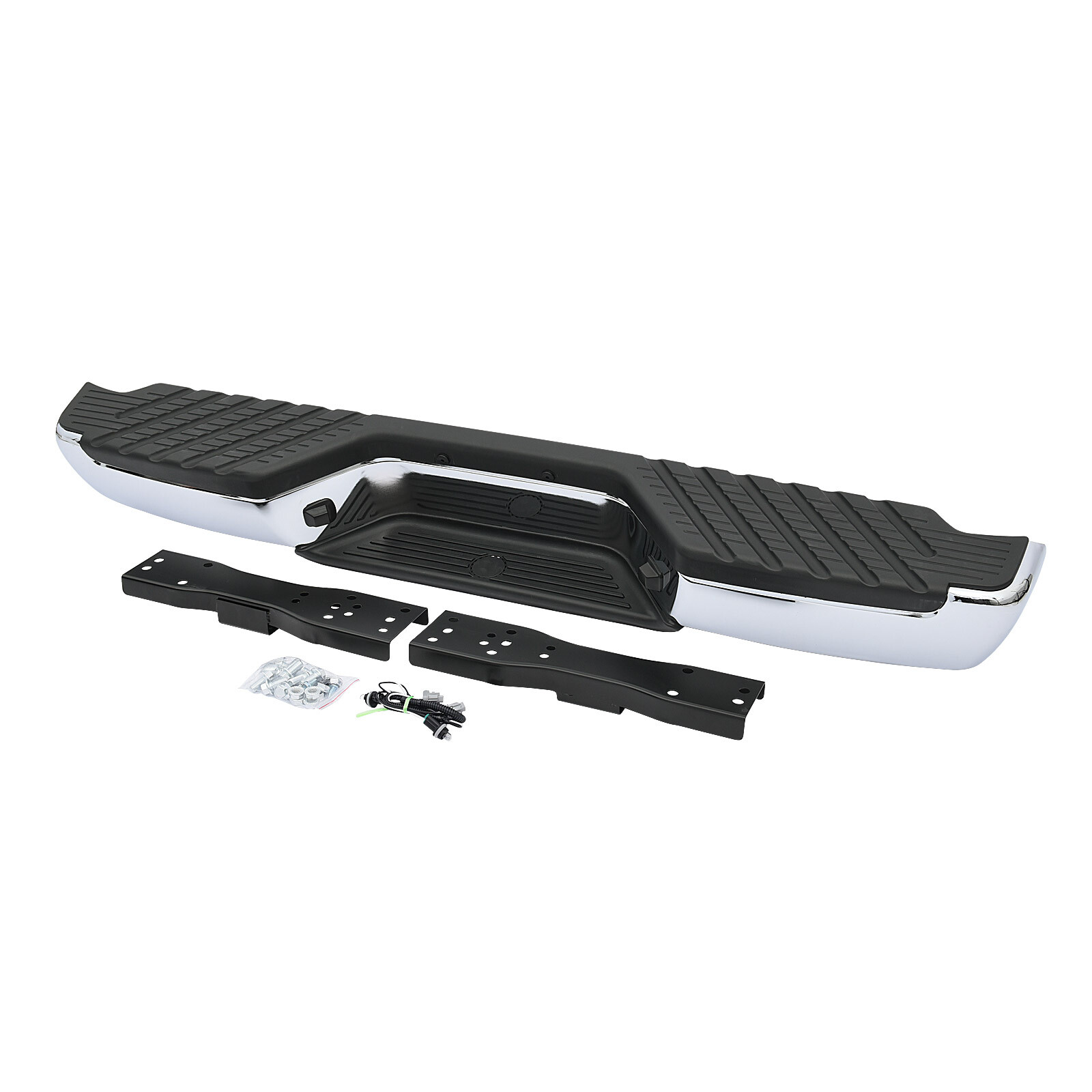 Complete Chrome Rear Step Bumper Assembly For 1998-2004 Nissan Frontier - Steel