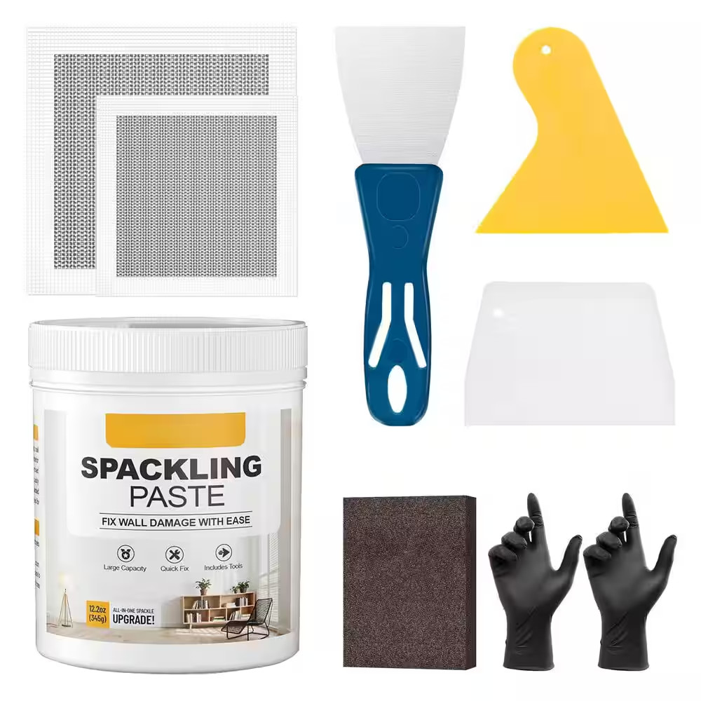 1-Pack All-In-One Wall Repair Kit with Complete Tool Set for Drywall, Plaster, W