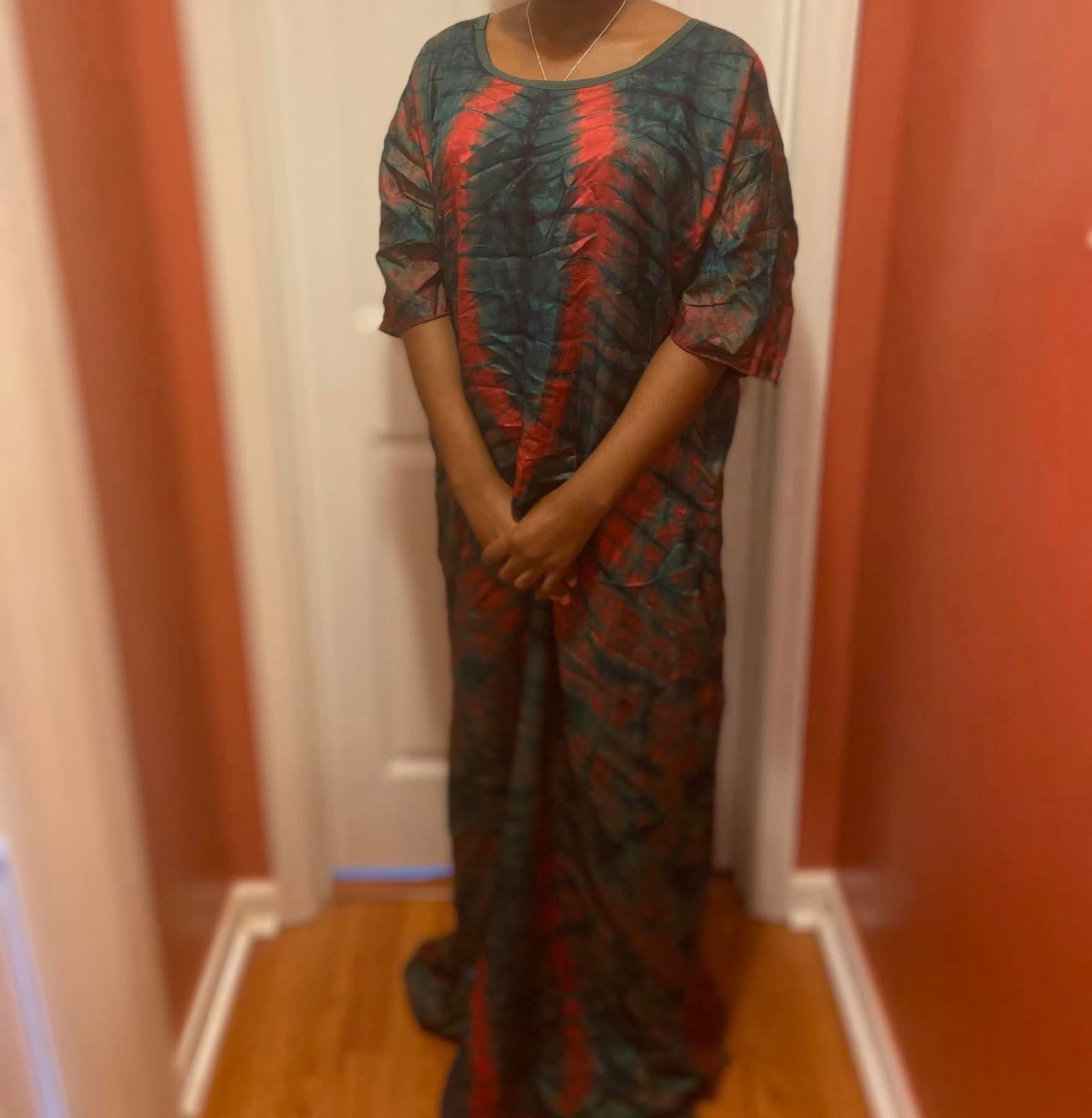 African Tie-Dye Multicolor Traditional Kaftan Dress Set for Women
