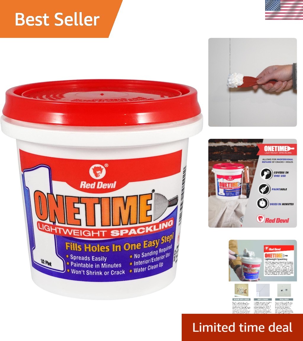ONETIME Lightweight Spackle 1/2 Pint - Effortless Wall Repair for DIY Homeowners