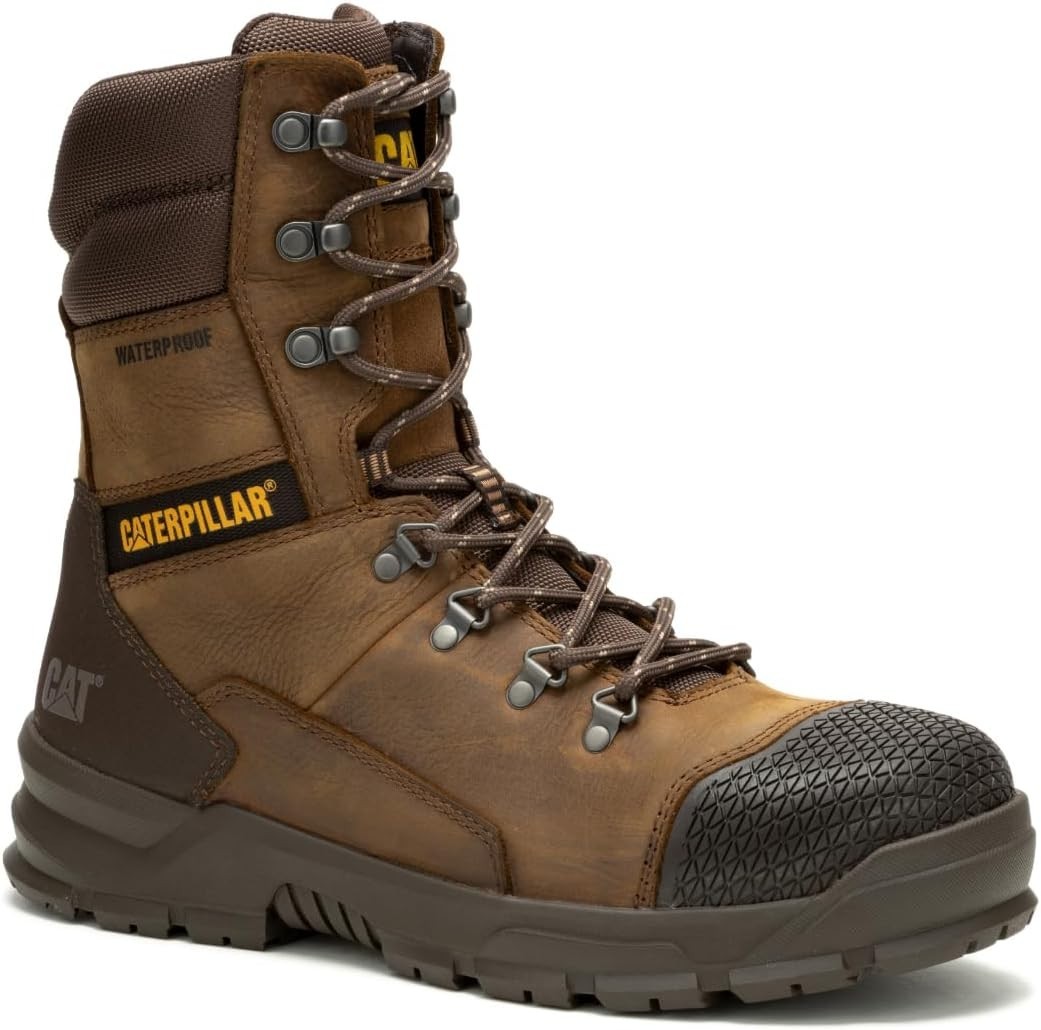 Caterpillar Mens ACCOMPLICE X 8" WP ST Steel Toe Waterproof Work Boot Real Brown