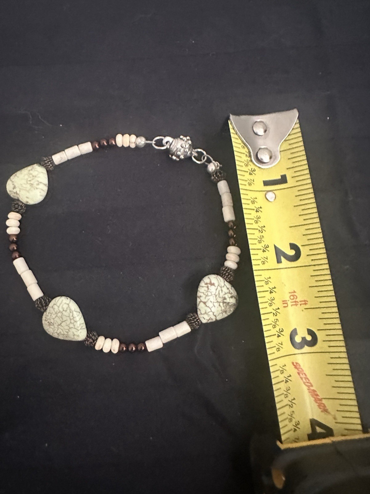 Artisan Stone Bracelet Hearts Beads