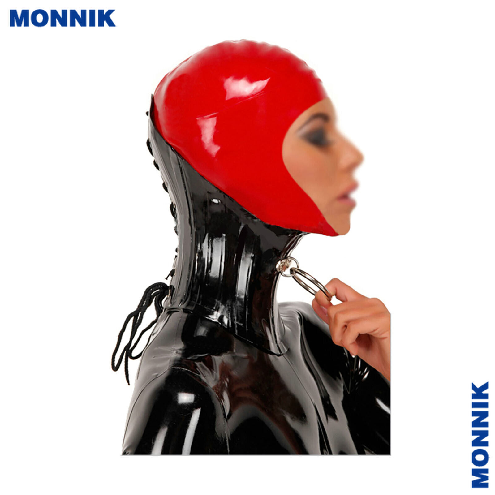 Latex mask and black Collars with Lacing Behind latex Mask Party Club Wear