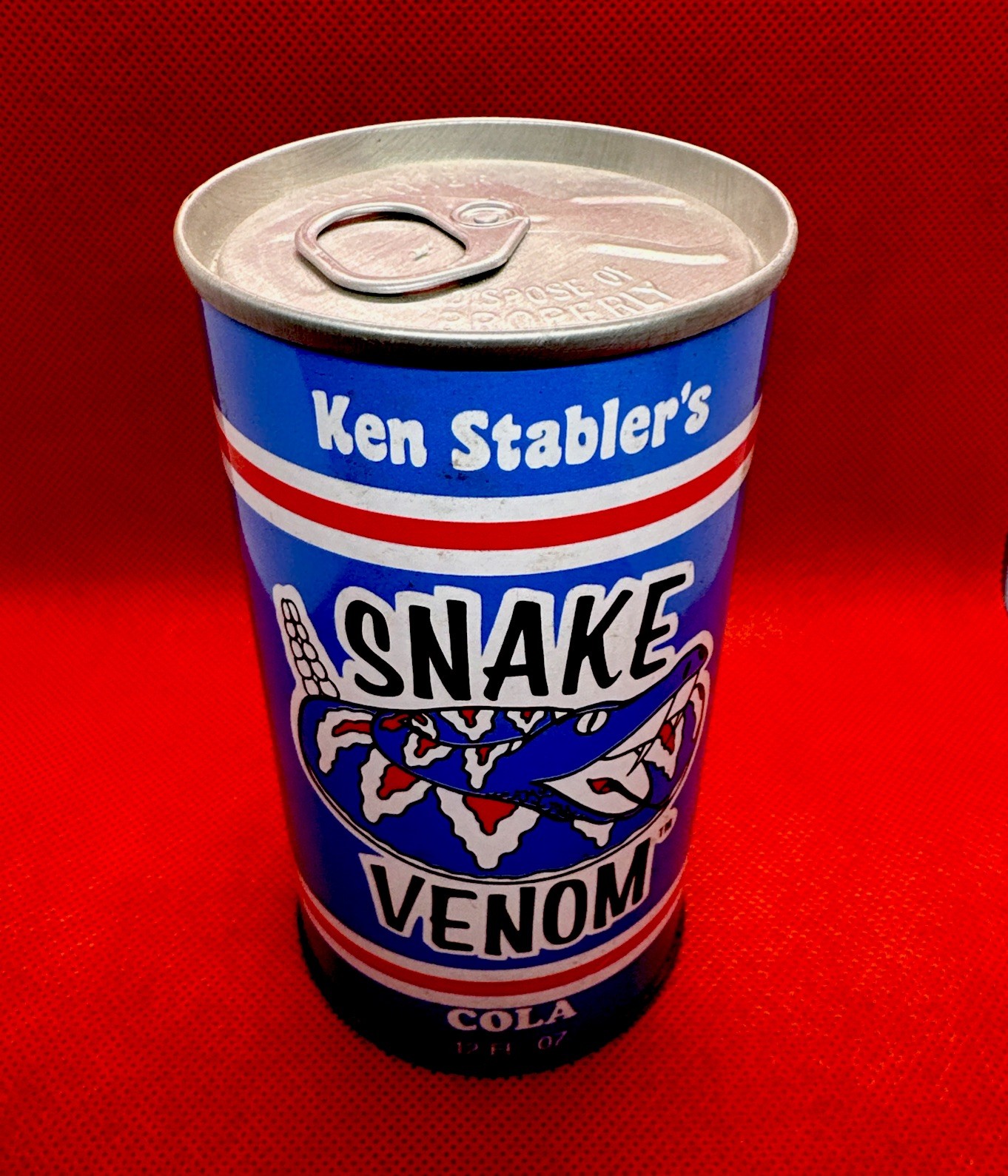 Rare Factory Sample Can Ken Stabler's Snake Venom Cola Football Houston Oilers