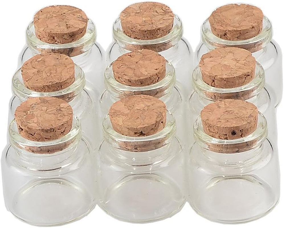 30X30X17Mm 10Ml Mini Glass Bottles with Cork Small Transparent Clear Tiny Empty
