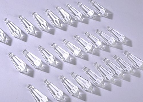 H&D 50pcs 38mm Crystal Icicle Pendant Chandelier Prisms Drops Lamp Candle Hol...
