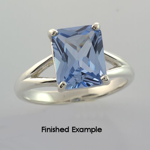 (8x6mm - 16x12mm) Emerald Split Shank Premium Sterling Ring Setting (Size 7 )