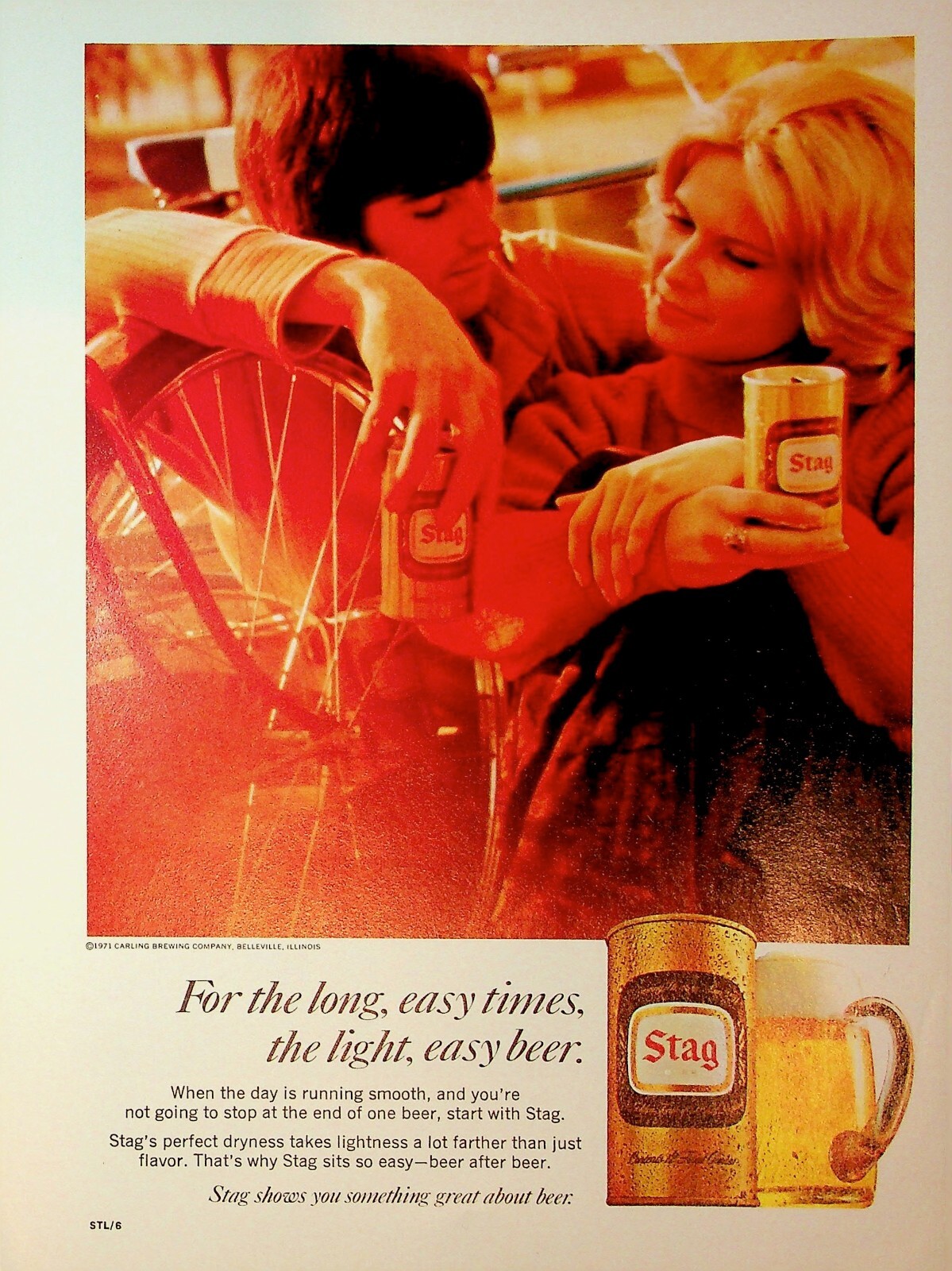 Original 1971 Stag Ad: Beer; For the Long, Easy Times