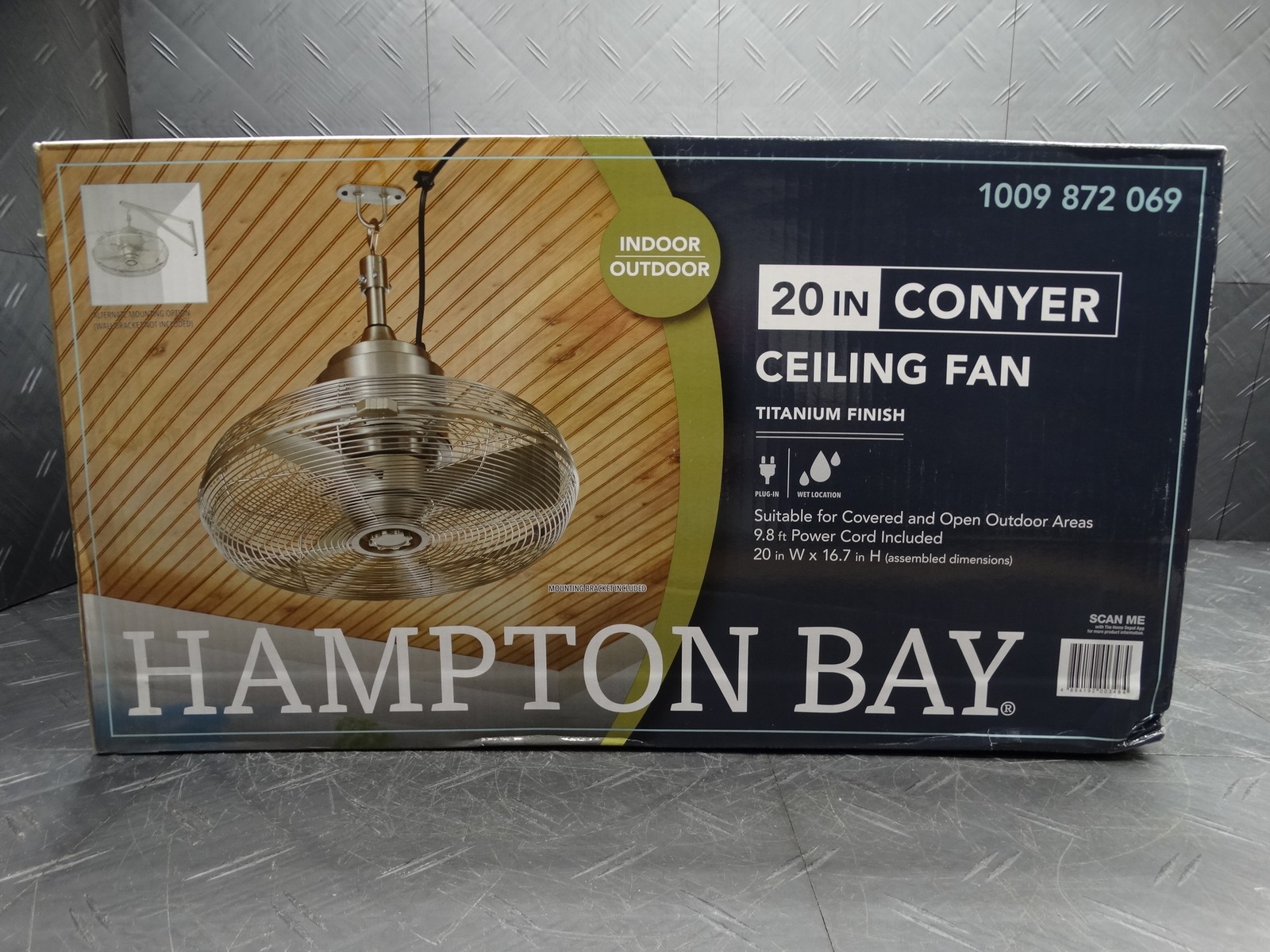 Hampton Bay Conyer 18 in Indoor/Wet Outdoor 3-Speed Anywhere Fan w/ Hanging Hook