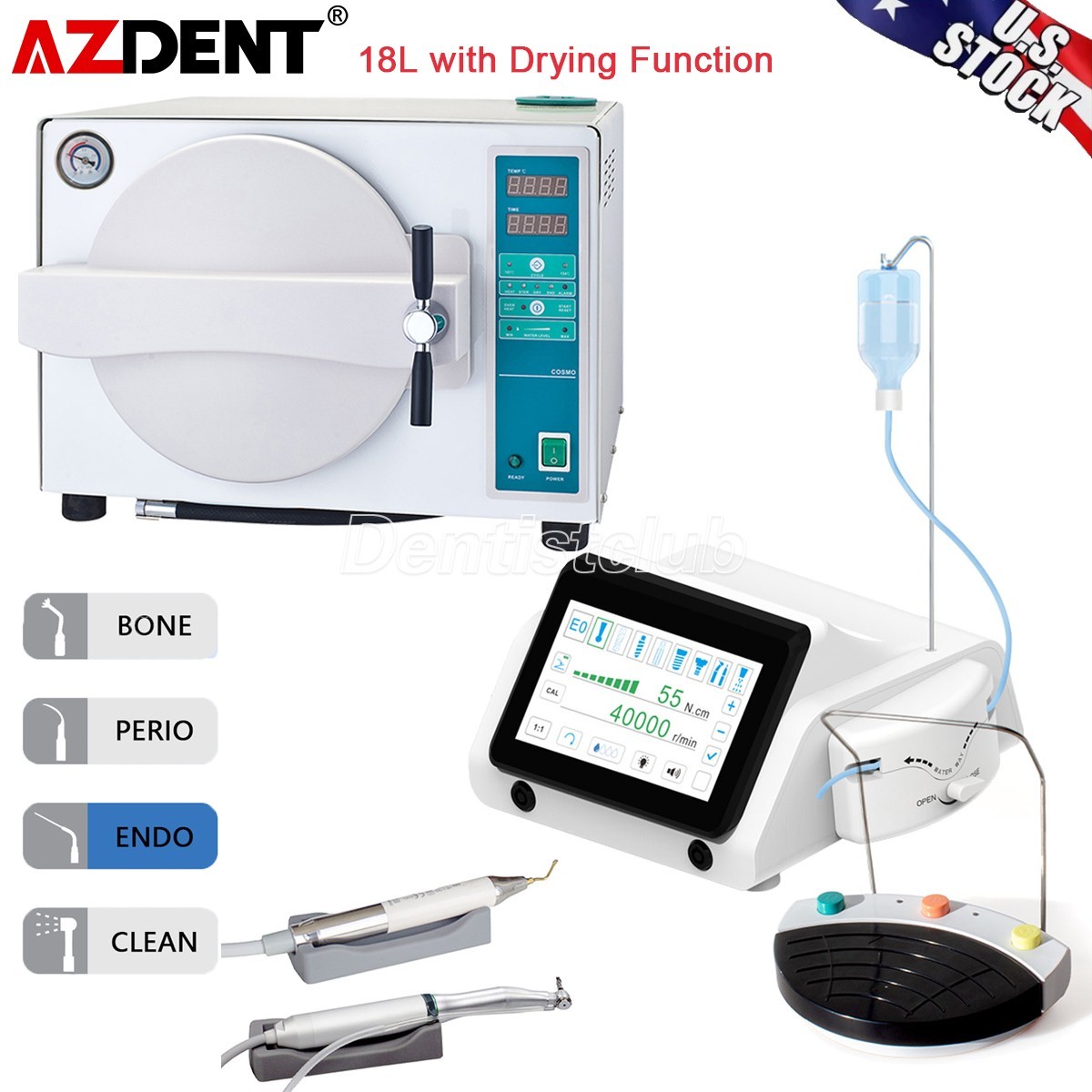 18L Dental Autoclave Steam Sterilizer Drying/Piezo Motor Surgery & Implant Motor