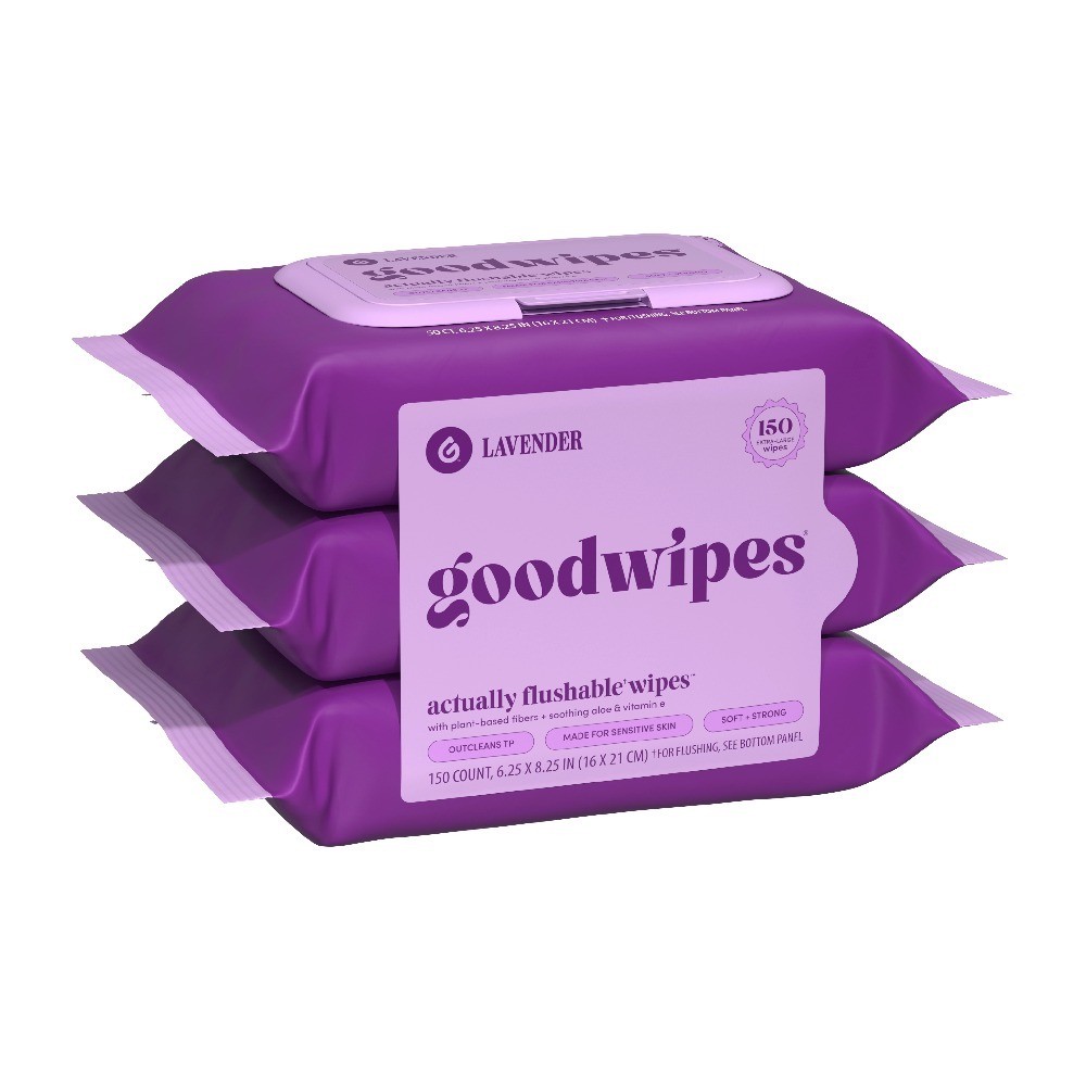 Flushable Lavender Scented Wet Wipes 3 Packs 150 Count Moist Toilet Tissue