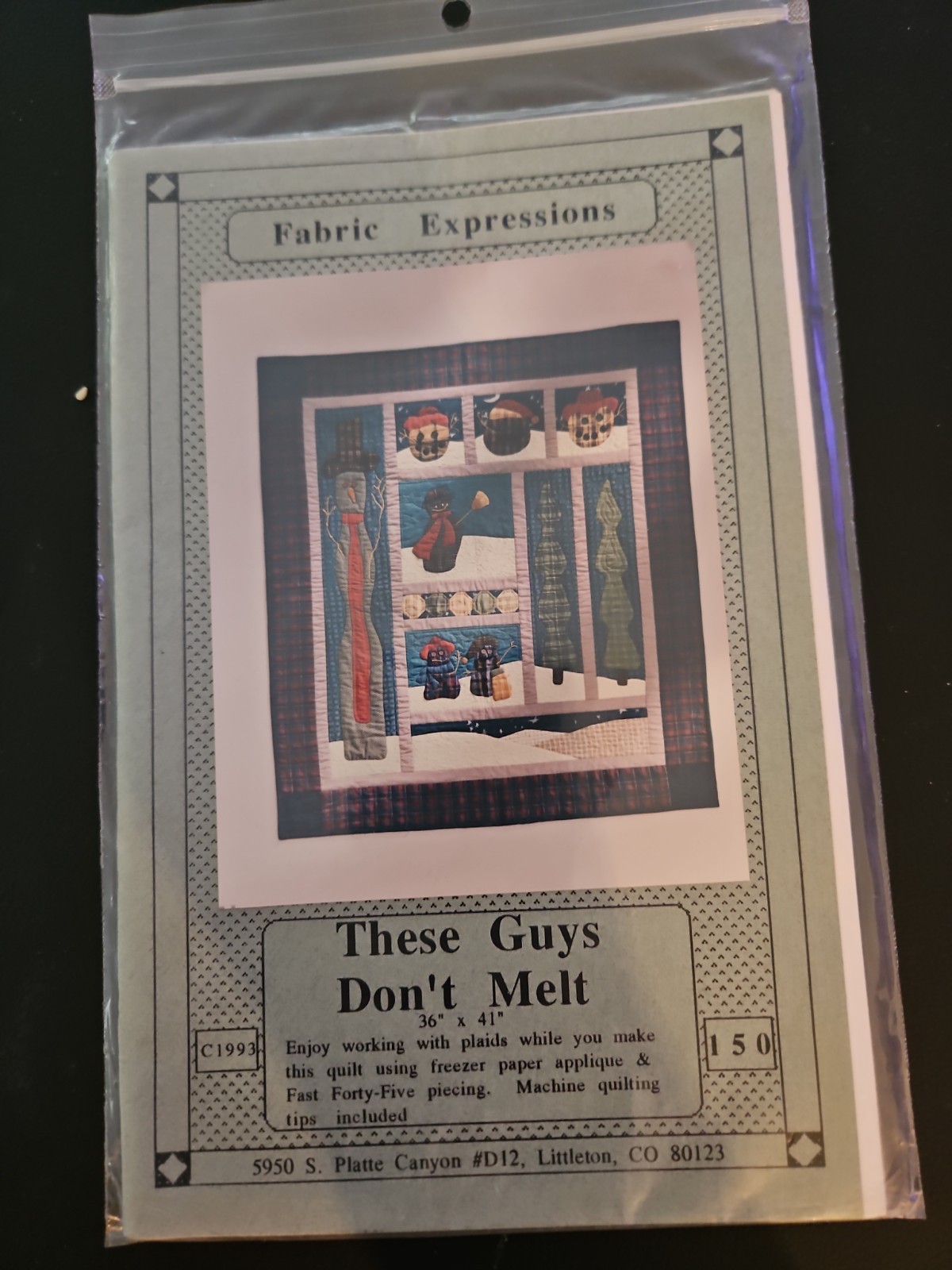 Fabric Expressions  These Guys Don't Melt Quilt Pattern New In Package 1993