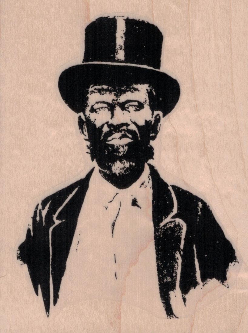 Vintage African American Gentleman Rubber Stamp 3" x 3 3/4", Old Time Man Stamp