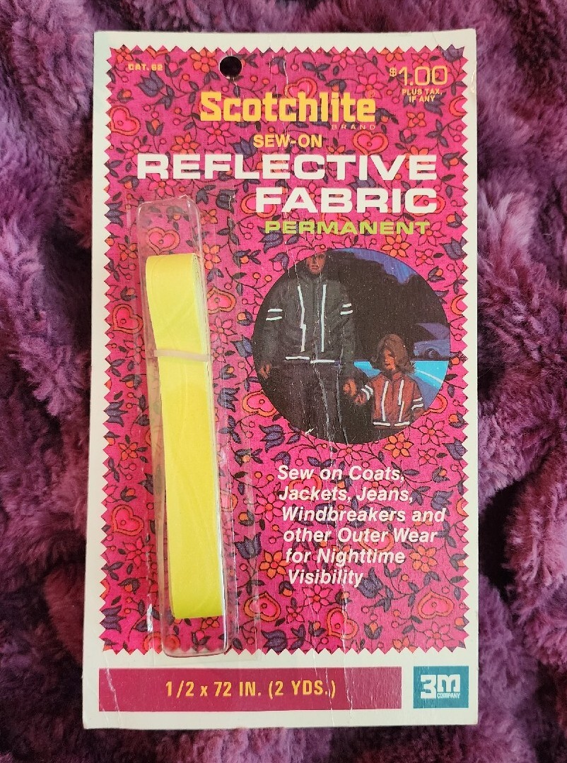 NOS Vintage Scotchlite Sew-On Reflective Fabric Permanent 1/2" x 72" (2 YDS)