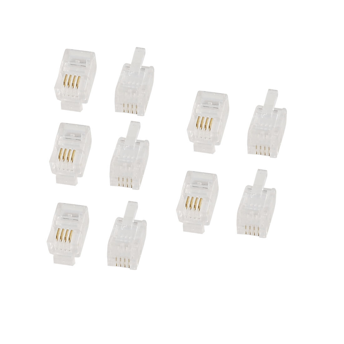 10 Pcs 4P4C RJ09 Telephone Plugs Connector Modular Jack Adapter Plastic Clear