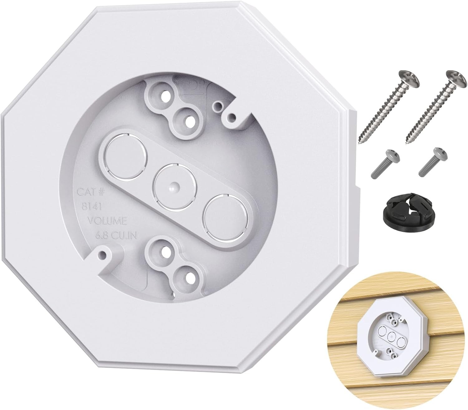 Vinyl Siding Mounting Blocks Kit with Built-in Electrical Box - Small, White