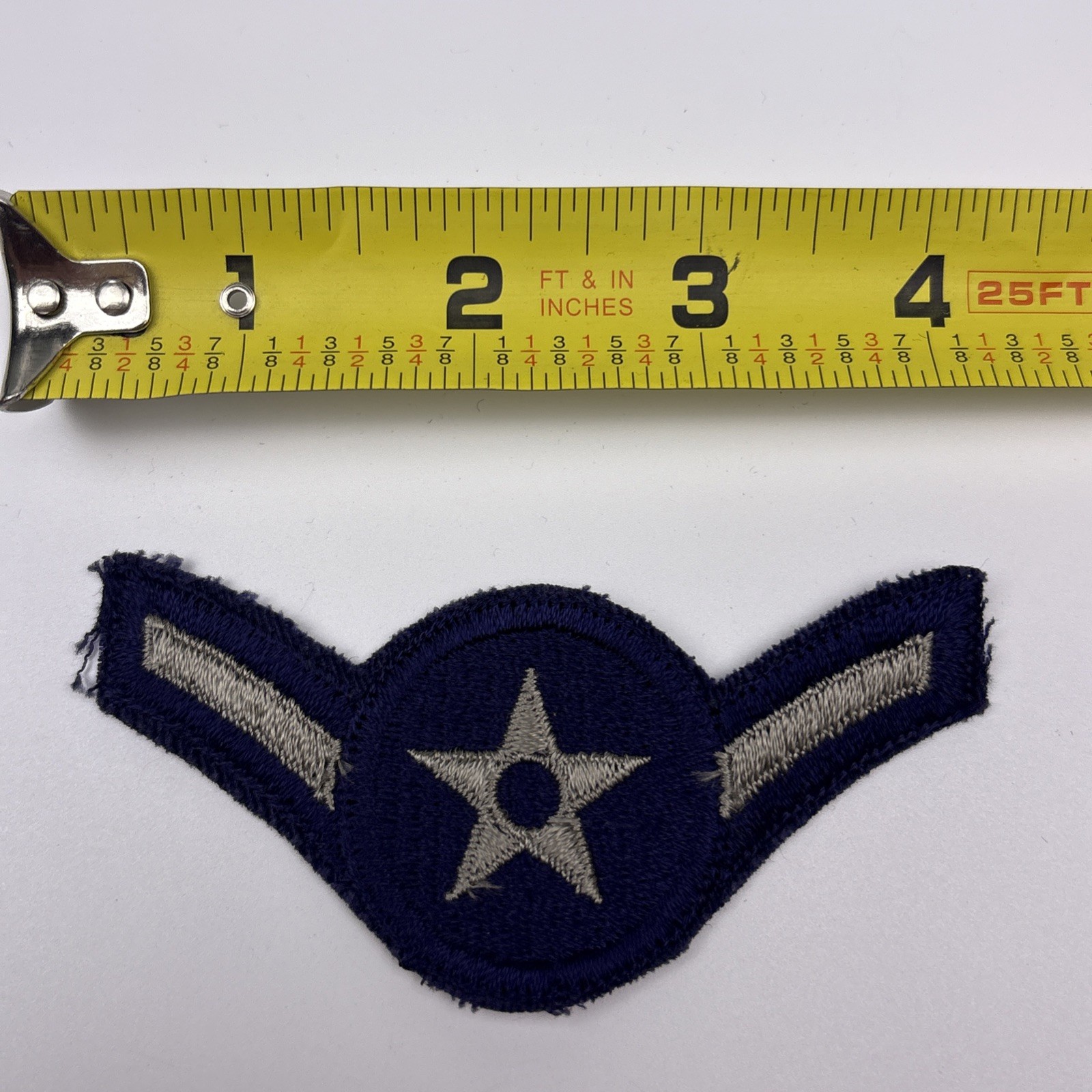 U.S. Military USAF Airman Rank Patch Insignia Cut E-2 AMN Blue Grey 4”