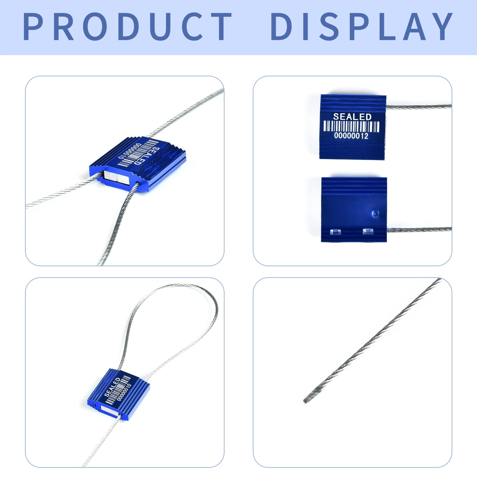 LeadSeals 50 Blue High Security Cable Seals With Barcode - Pull Tight Numbere...