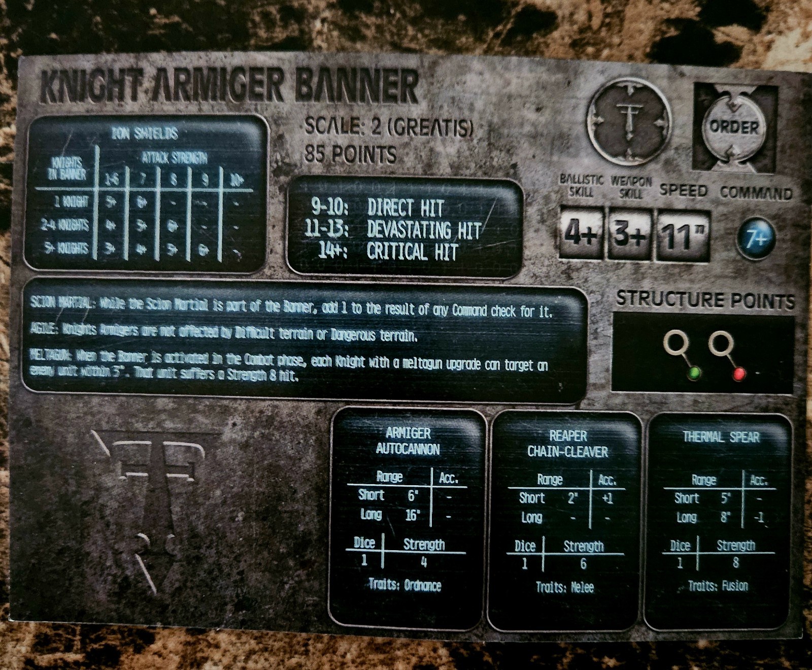 Games Workshop Imperial Knights Armiger Banner Command Terminal English