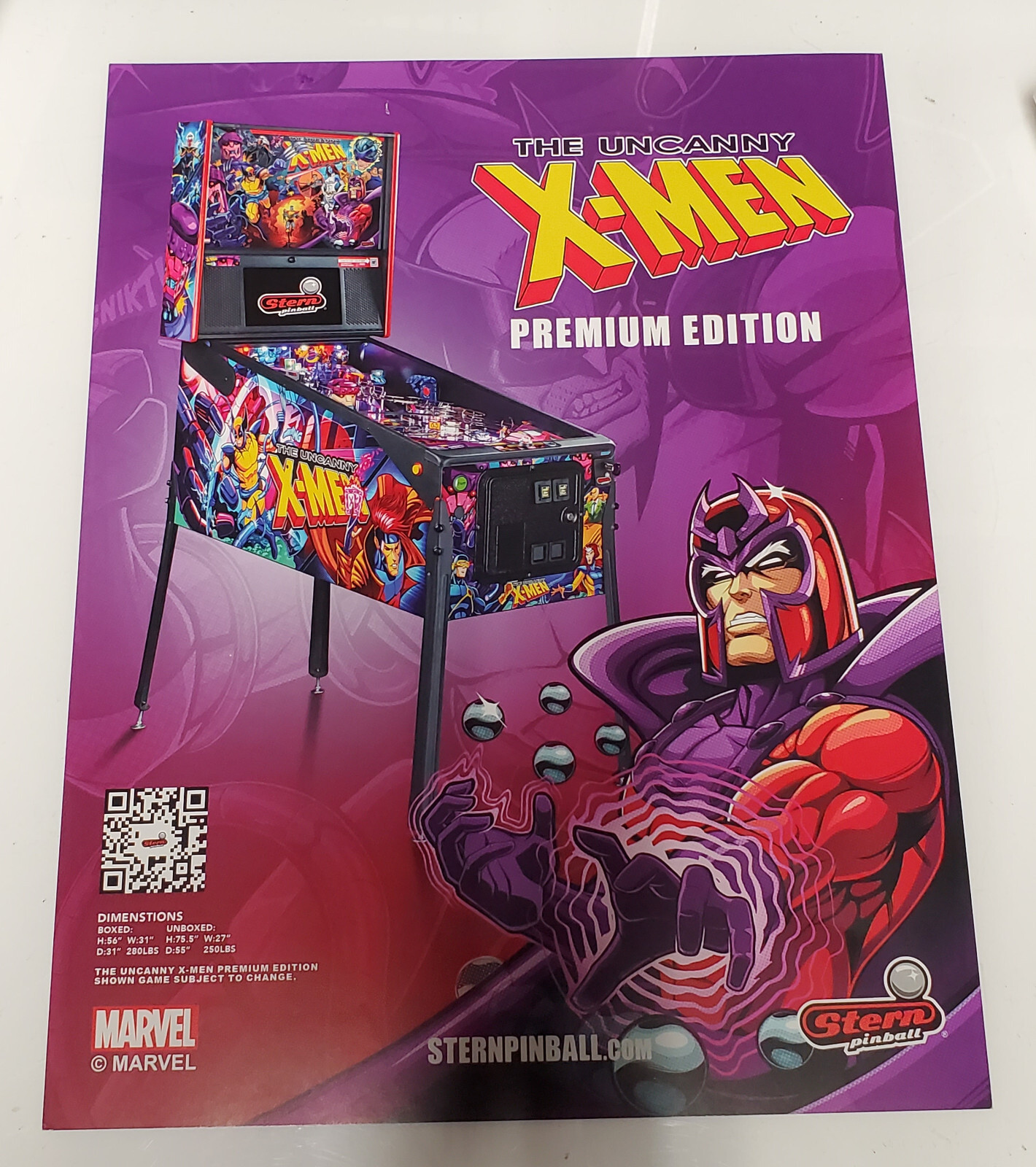 Stern THE UNCANNY X-MEN PREMIUIM EDITION Pinball flyer- good original 8 by 11 in