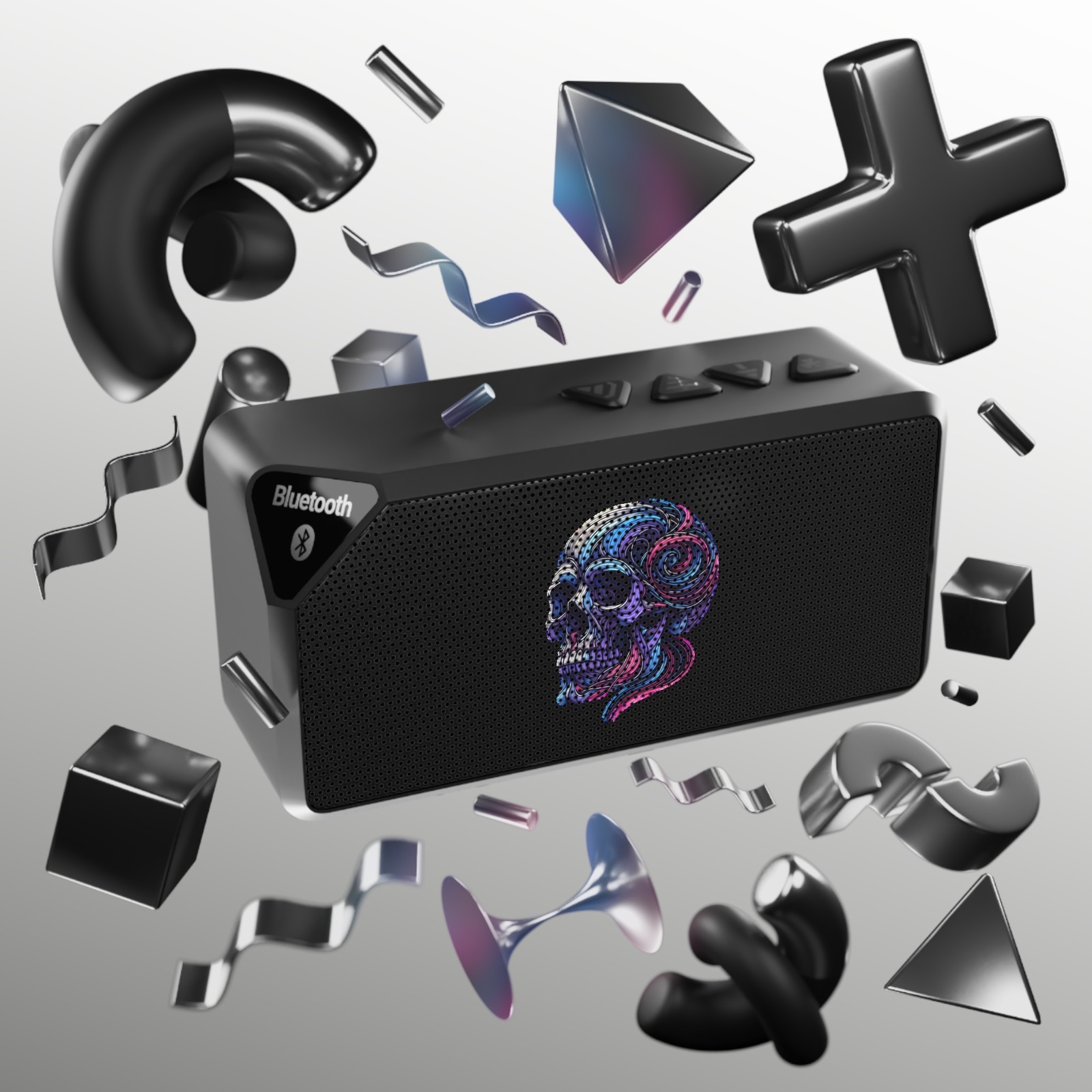 Bluetooth Speaker with Colorful Skull Design