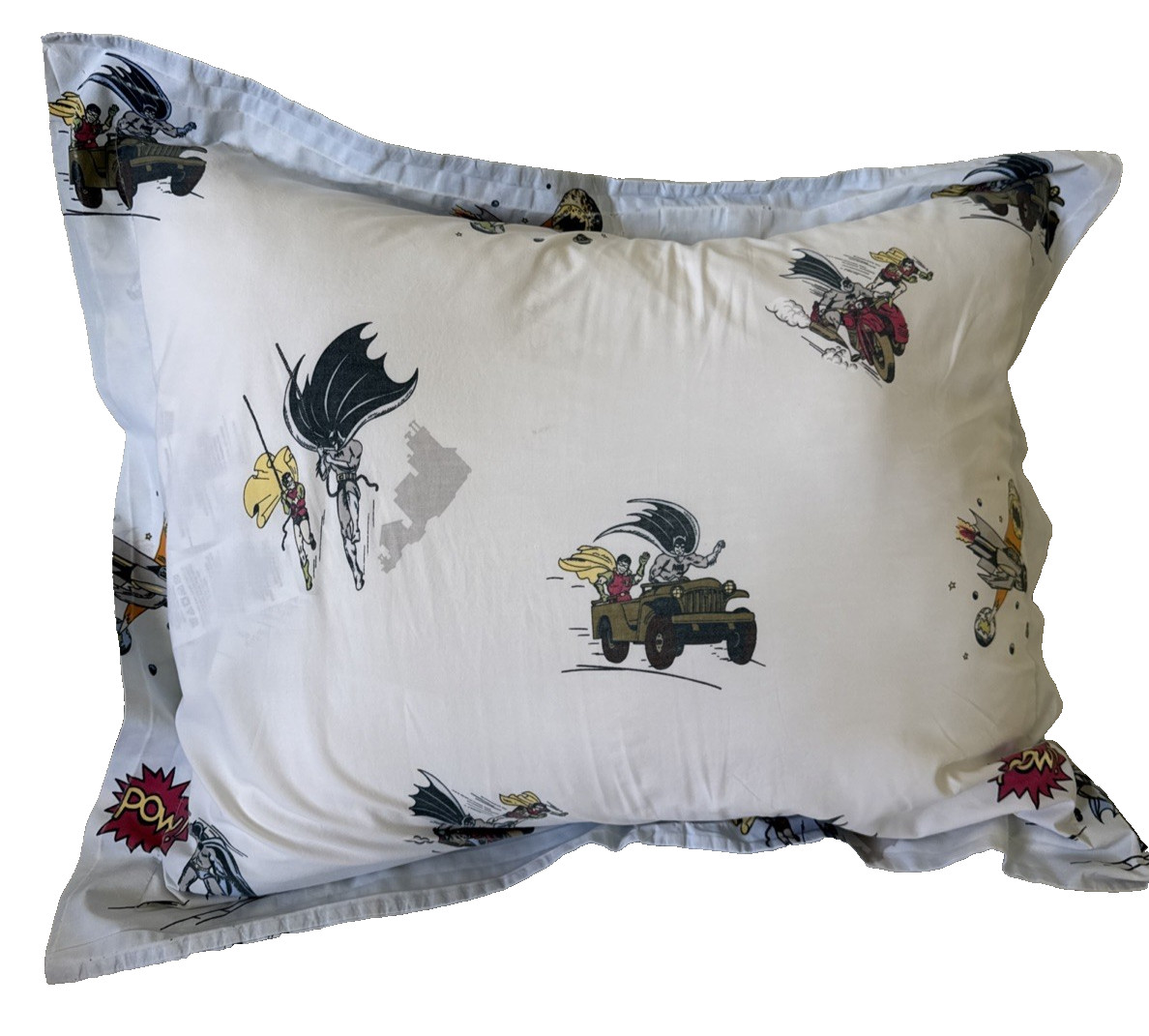 Pottery Barn Kids Batman Standard Pillowcase Robin POW! 100% Cotton Multicolor