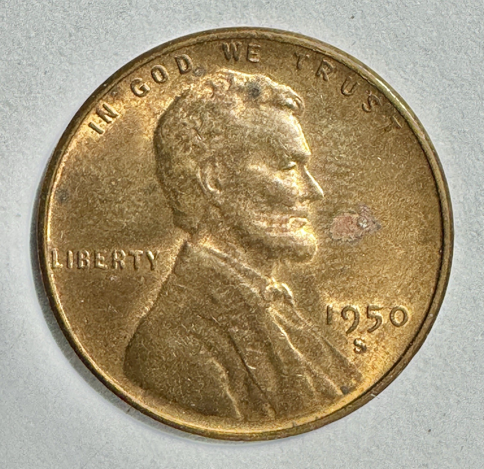 1950 S Lincoln Obverse Wheat Ears Reverse 1 Cent Circulated Coin 8355